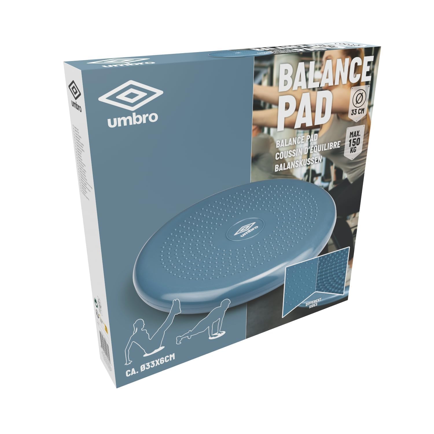 Umbro Oreiller Balance - Ø 33 CM - Adultes et enfants - Oreiller Wobble - Bleu