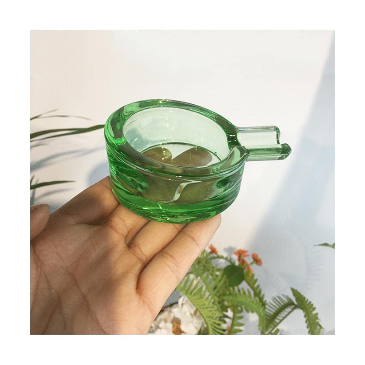 ZXCMY Beautifully Glass Ashtray portable Cigar Accessories 9 x 7x 3 cm / 3.5 x 2.8 x 1.2 in Ash Tray For Home Cigarettes Ash Butt Disposal Practical