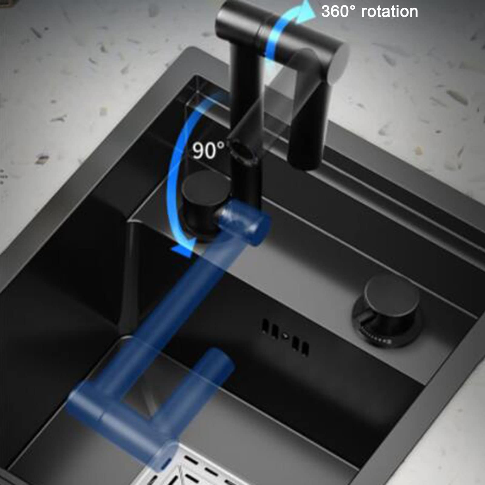 Vorbereitungsspüle versteckt in der Kücheninsel mit klappbarem Wasserhahn – kleine Einzelspüle mit Abdeckung – unsichtbares platzsparendes Design