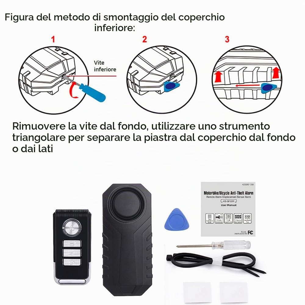 Mengshen Confezione da 3 allarmi antifurto antifurto per moto, scooter, rimorchio, bicicletta, finestra, auto, scooter elettrico, impermeabile IP65, 113 dB forte
