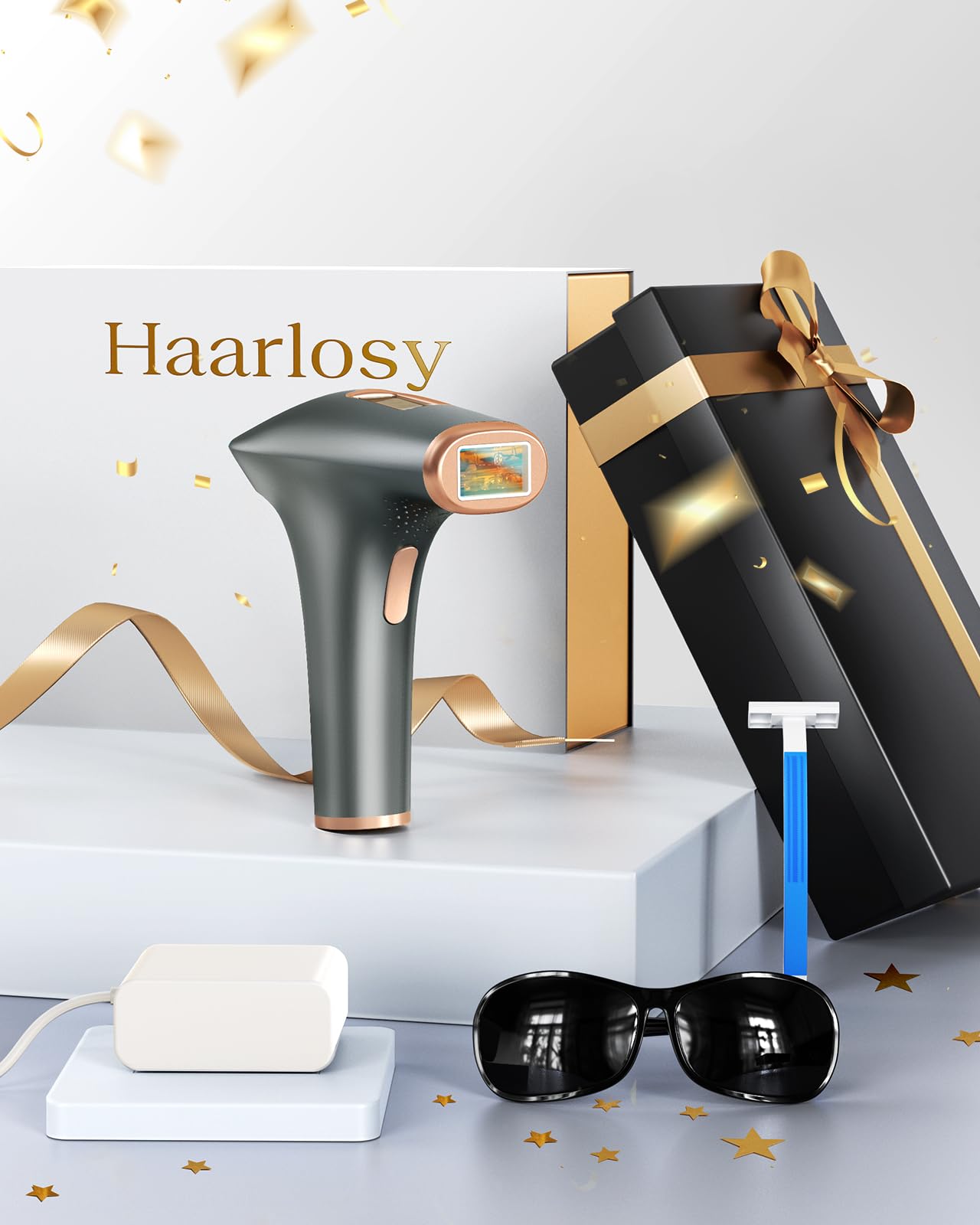 Haarlosy Épilateur Lumière Pulsée, 999,900 Flashs, 9 Niveaux Épilateur Laser avec 3 Fonctions - HR/SC/RA, IPL Hair Removal Device pour Femme et Homme, Visage, Corps, Aisselles