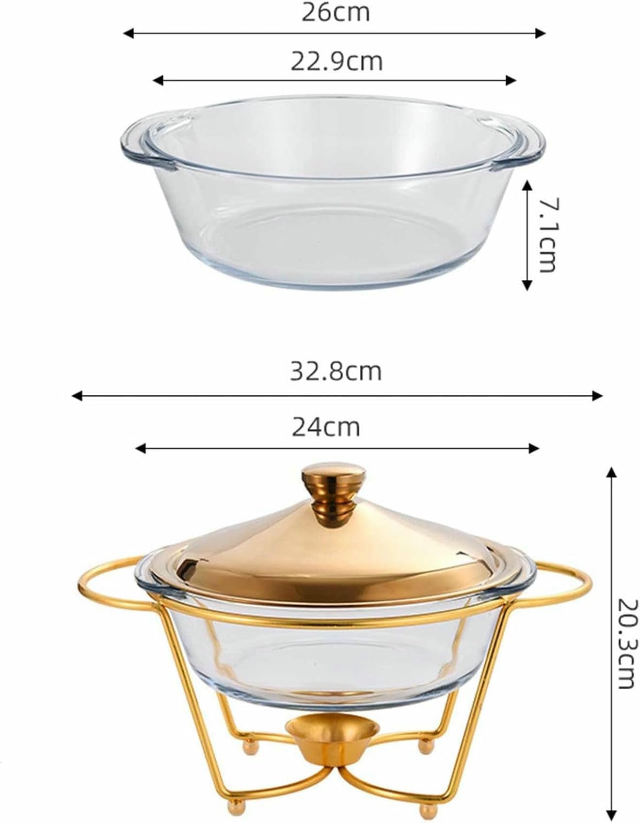 Conjunto De Buffet De Plato De Roce: Bandeja De Calefacción De Acero Inoxidable Con Cubierta Y Contenedores De Vidrio - Utensilios De Servicio De Buffet Para Vacaciones, Catering, Banquetes, Eventos