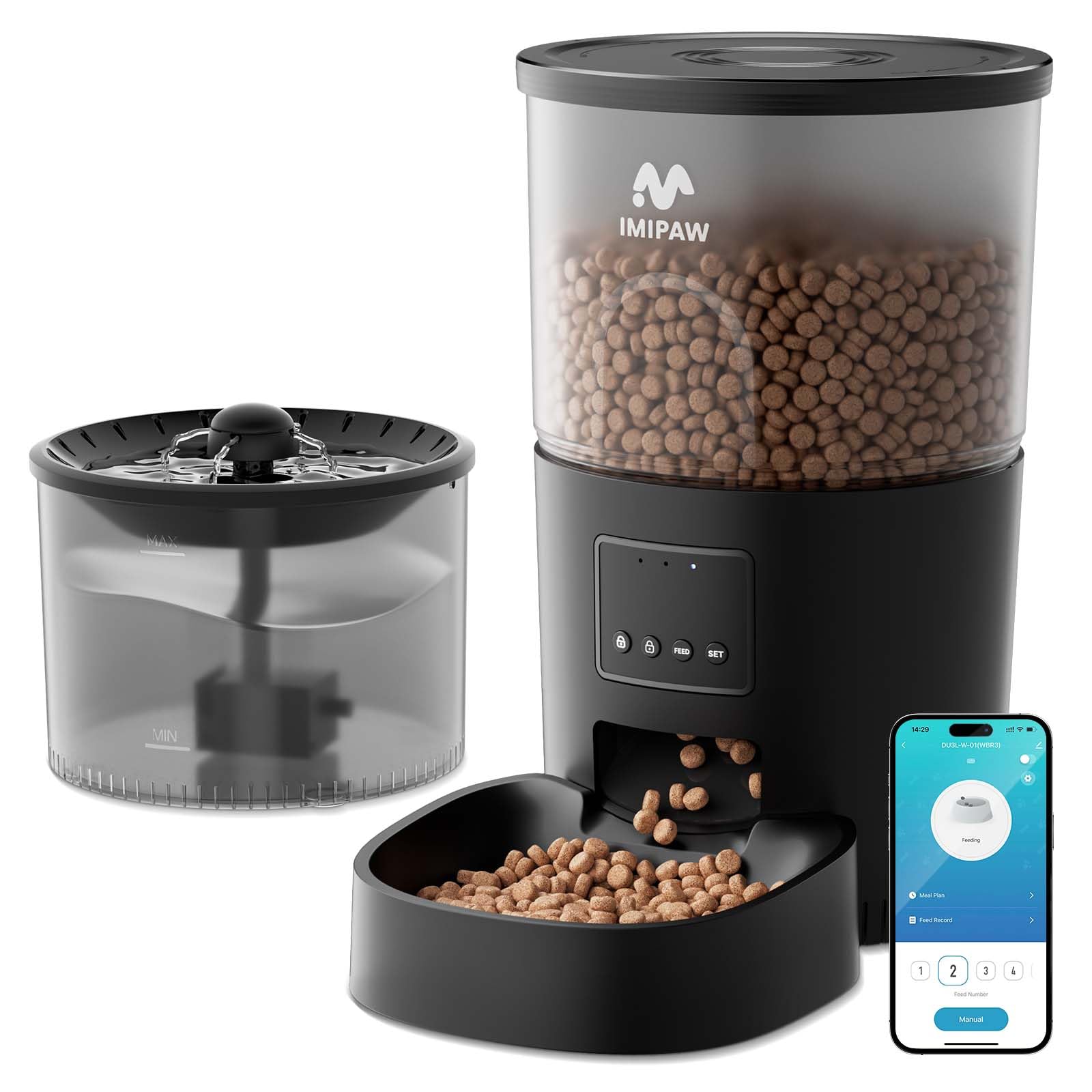 Amazon | IMIPAW 自動給餌器 猫 給水器一体 WI-FI連動型 5G対応【2026