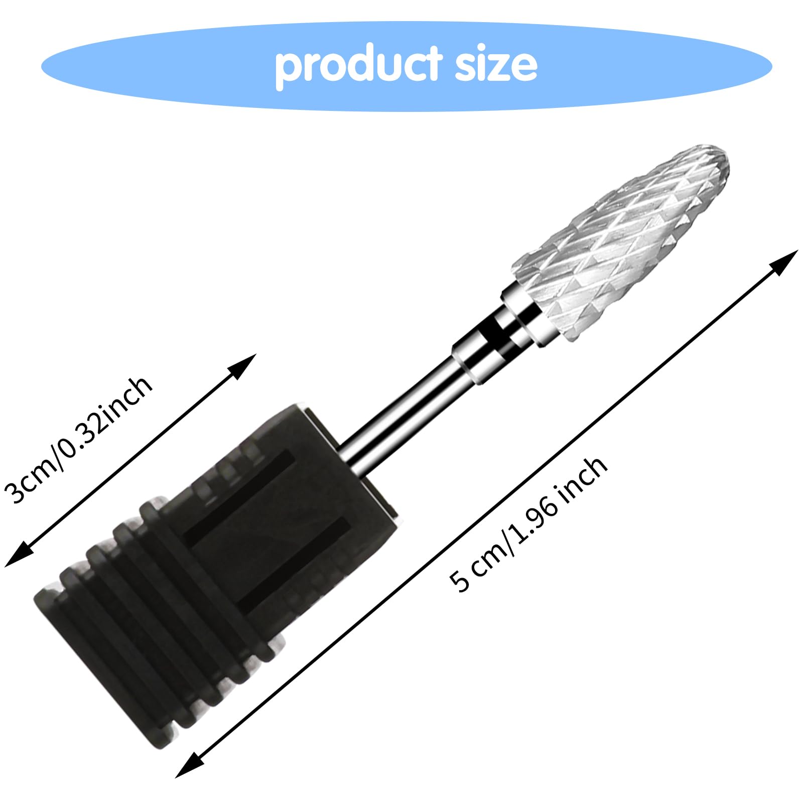 Sibba Ceramic Nail Drill Bits Set 5PCS Professional Corn Shape Carbide Bits Hard Gel Acrylic Removal Rotary Tool Fit Manicure Pedicure Cuticle Gel Nail Polishing Decoration (White) - Image 3