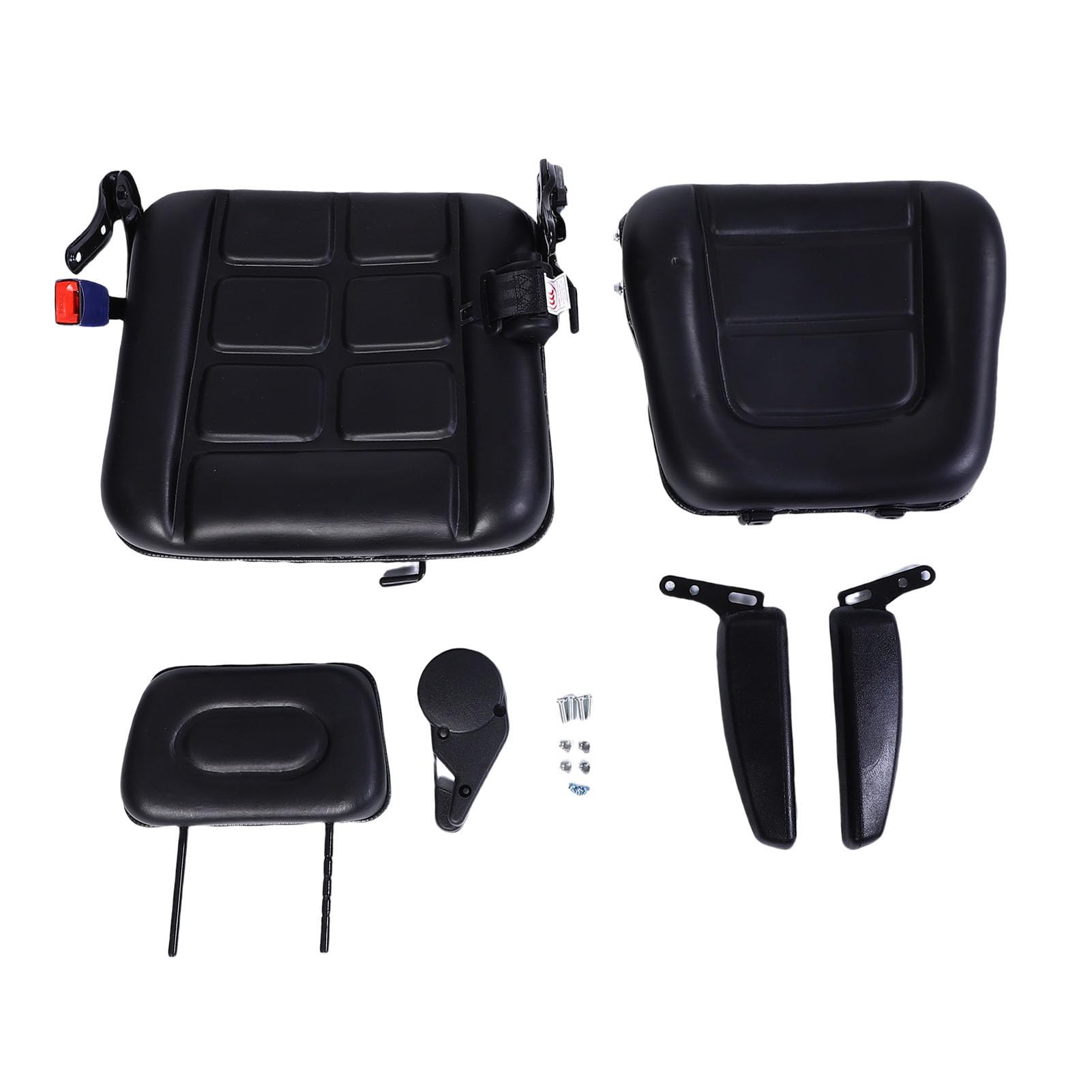 Fabater Bequeme Gabelstapler -Passform für Sitz mit Folienschiene für Mäherbagger, PVC -Ledermaterial, Schwarze Farbe (Mit Armlehne)