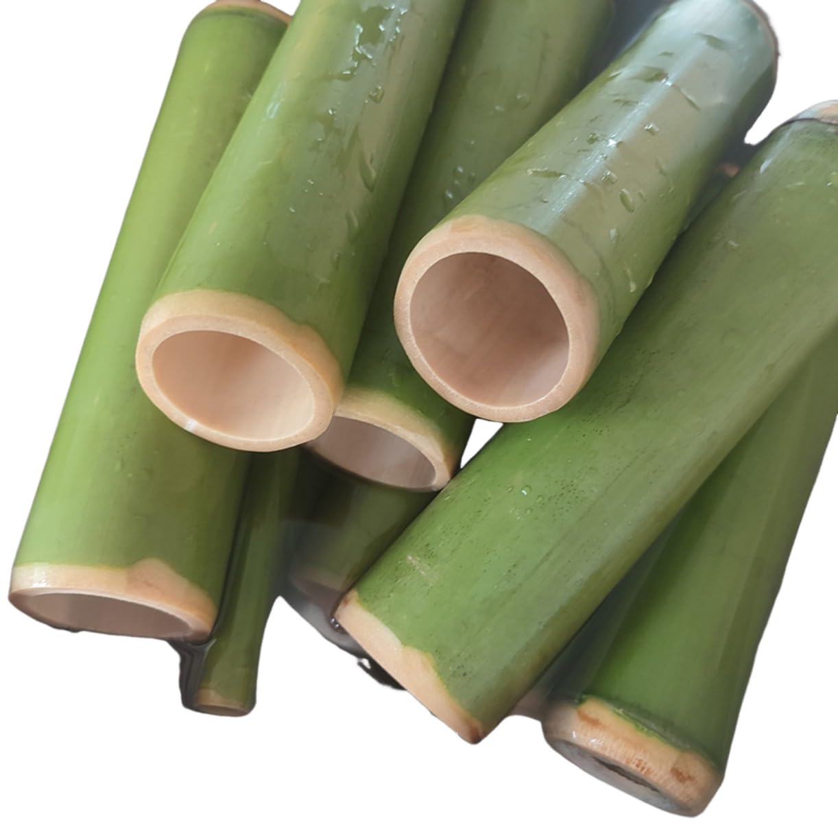 Fresh Natural Banboo Tubes Sticky Rice Steamer Cooking Bamboo Tubes for Traditional Chinese Snack 竹筒饭 ,(Outer Dia.3~3.5cm) 10 Sets, As Show
