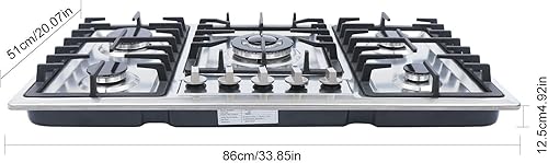 Miniatura 5 de Estufa integrada de 34 pulgadas con 5 quemadores en la parte superior de la cocina de gas NG Cocina de acero inoxidable Cocina rápida Protección