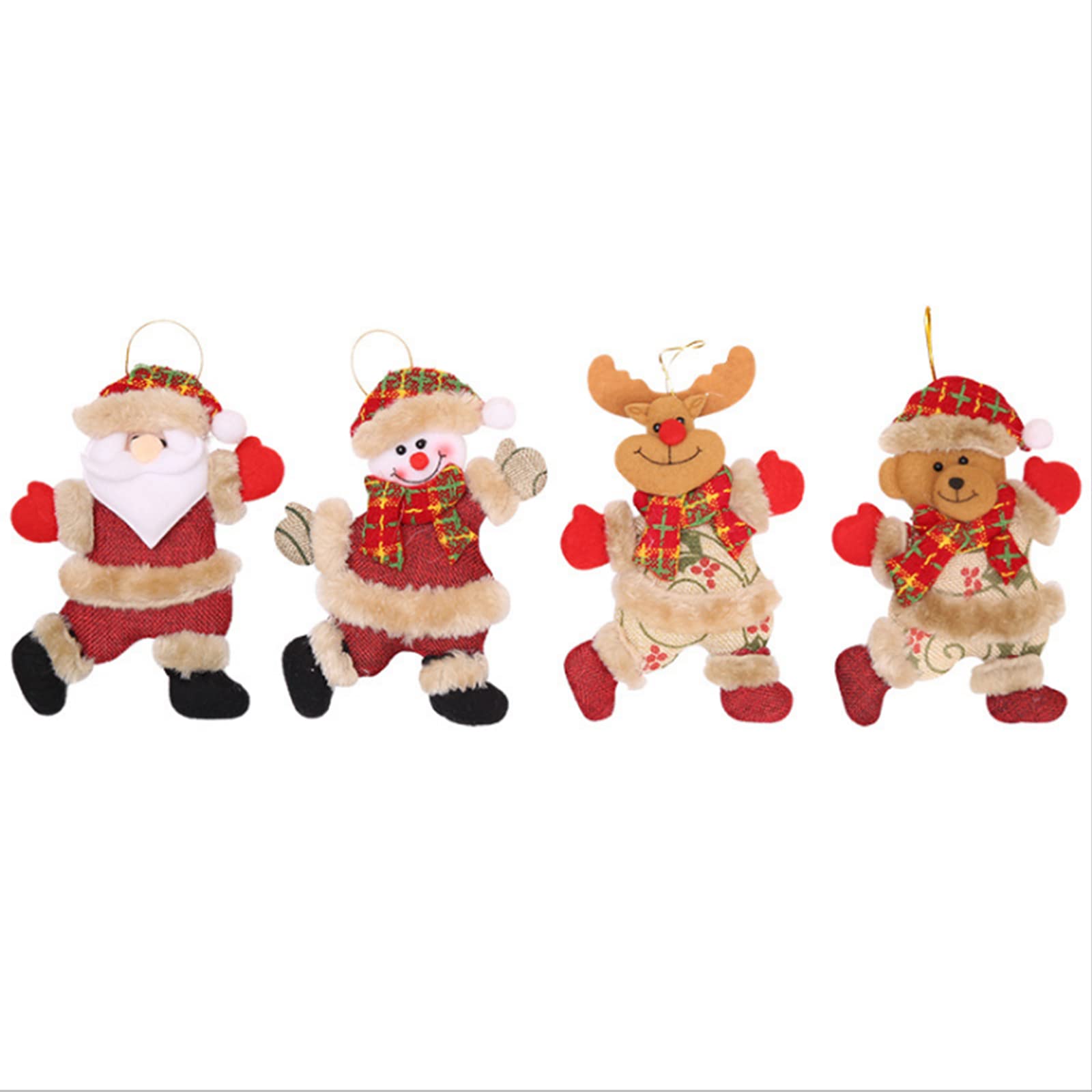 SYQ 4 Pieces Christmas Tree Accessories Doll Dancing Old Man/Snowman/Deer/Bear Small Pendant Gift