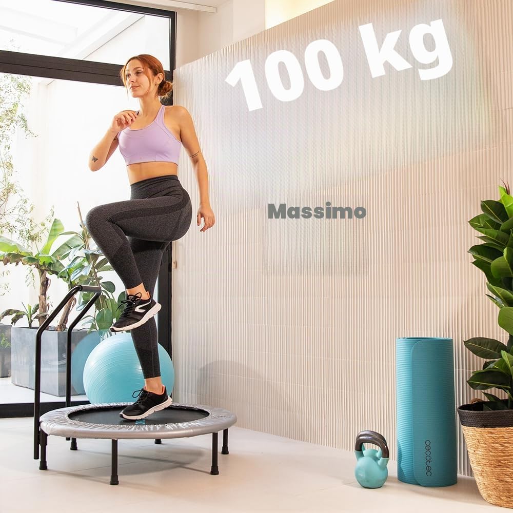 Cecotec Trampolino Fitness Adulti Ø 92-127 cm Rimovibile e Pieghevole Drumfit Jump. Trampolino elastico da 92 e 127 cm, base da 6-7 gambe, peso massimo 100 kg