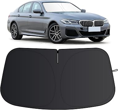 Windshield Sun Shade for BMW 5 Series 2017-2025, Foldable Sun Visor Protector for BMW G30 G31, 300T Car Sunshade Front Window Shade UV Protection