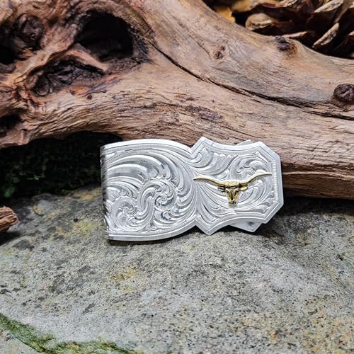 Image of Montana Silversmiths Made in the USA Western Lifestyle Money Clip (Trail Boss with Longhorn)