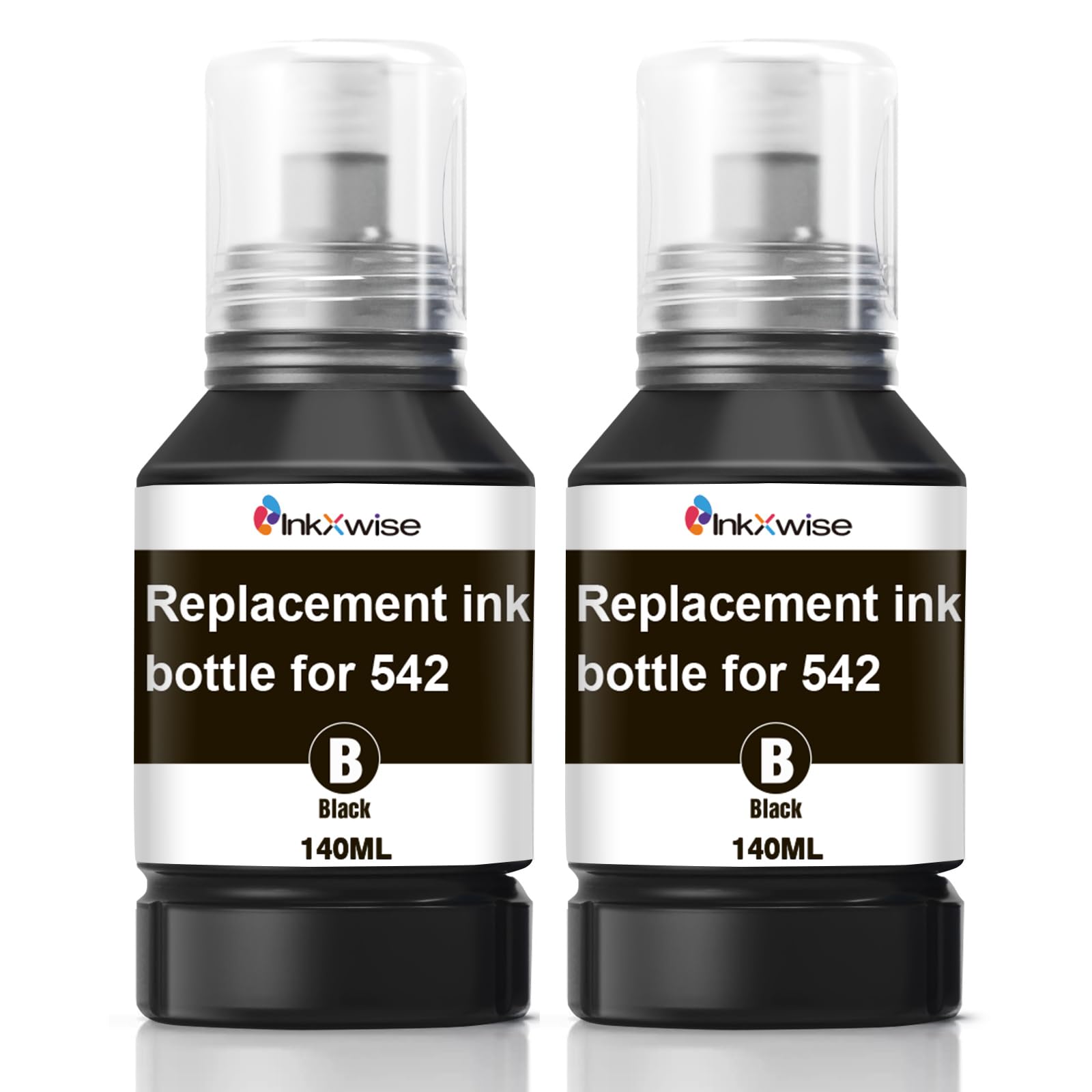 Replacement for 542 Black Ink Pigment Ink Compatible with ET-5880 ET-5850 ET-5150 Work with Ecotank Pro ET-5170 ET-5180 ET-5800 ET-16650 ET-16600 ET5150 ET5170 Printers, 2×140ML