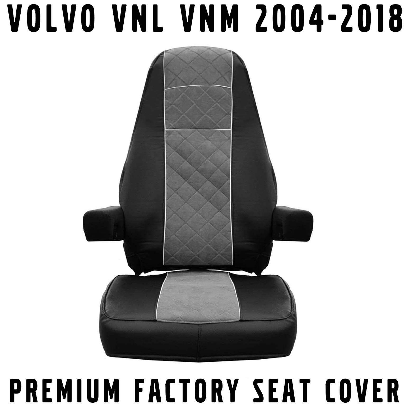 Premium Factory Leather Seat Cover Black Fits Volvo VNL VNM 2004-2018