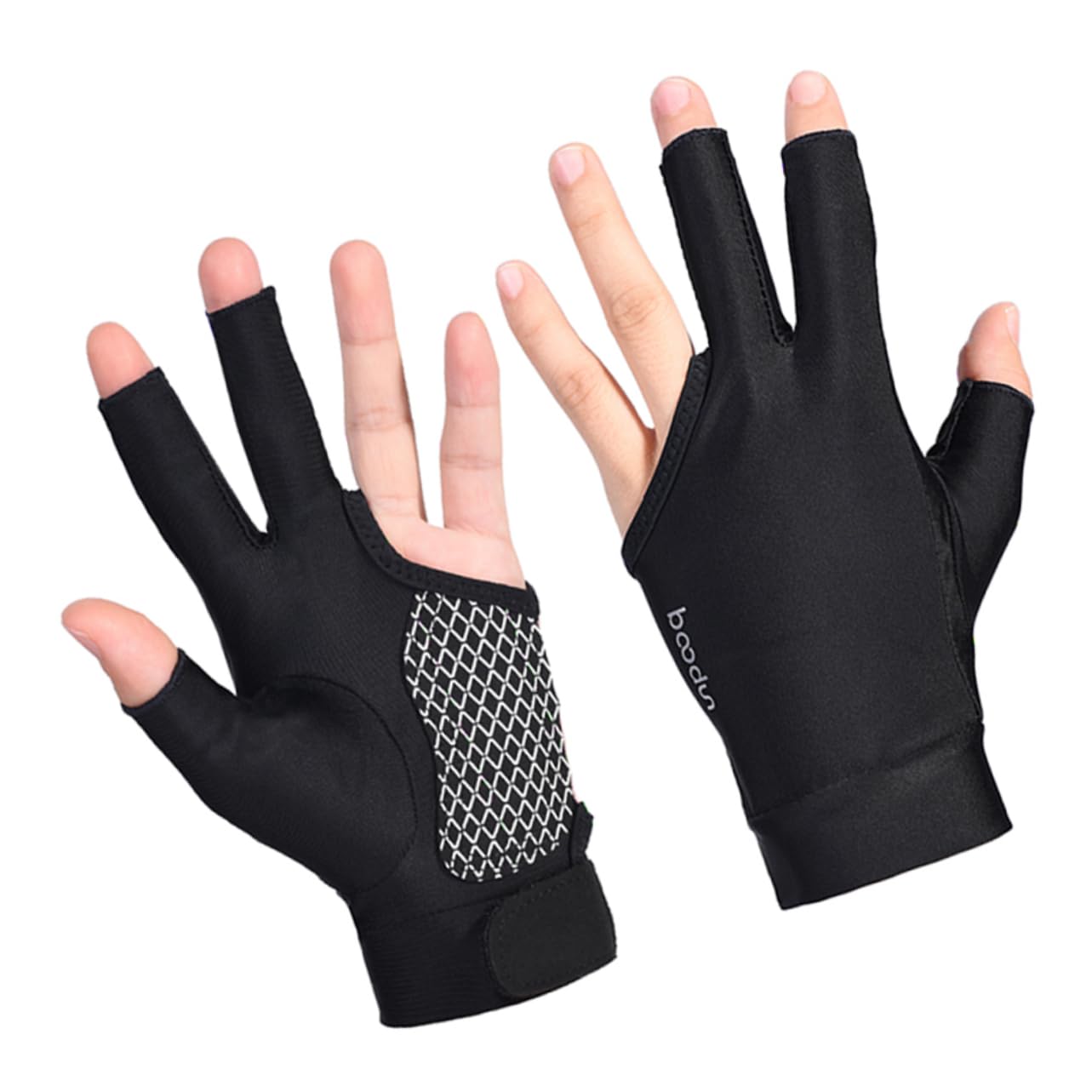 BELLIFFY High Elastic 3 Fingers Billiards Gloves Snooker Glove Wrist Guard Men's Pool Cue Glove Comfortable Breathable Universal Size