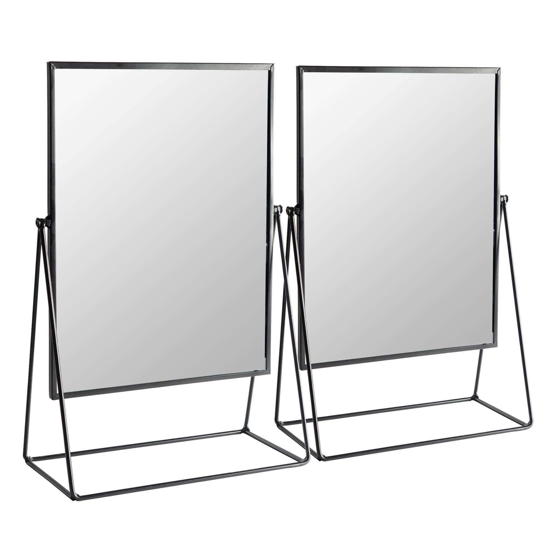 Harbour Housewares Black 2 Piece Dressing Table Vanity Mirror Set - Free Standing Tabletop Makeup Cosmetic Mirrors - 32Cm