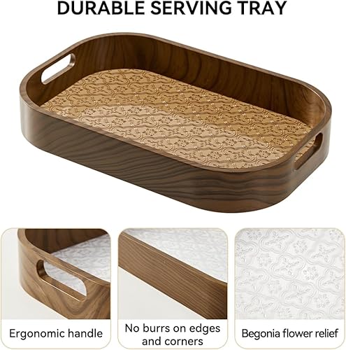 Vista 4 de VANDHOME Bandeja grande para servir con asas de 13 pulgadas, moderna y elegante, rectangular, bandeja de alimentos para comer, sala de estar