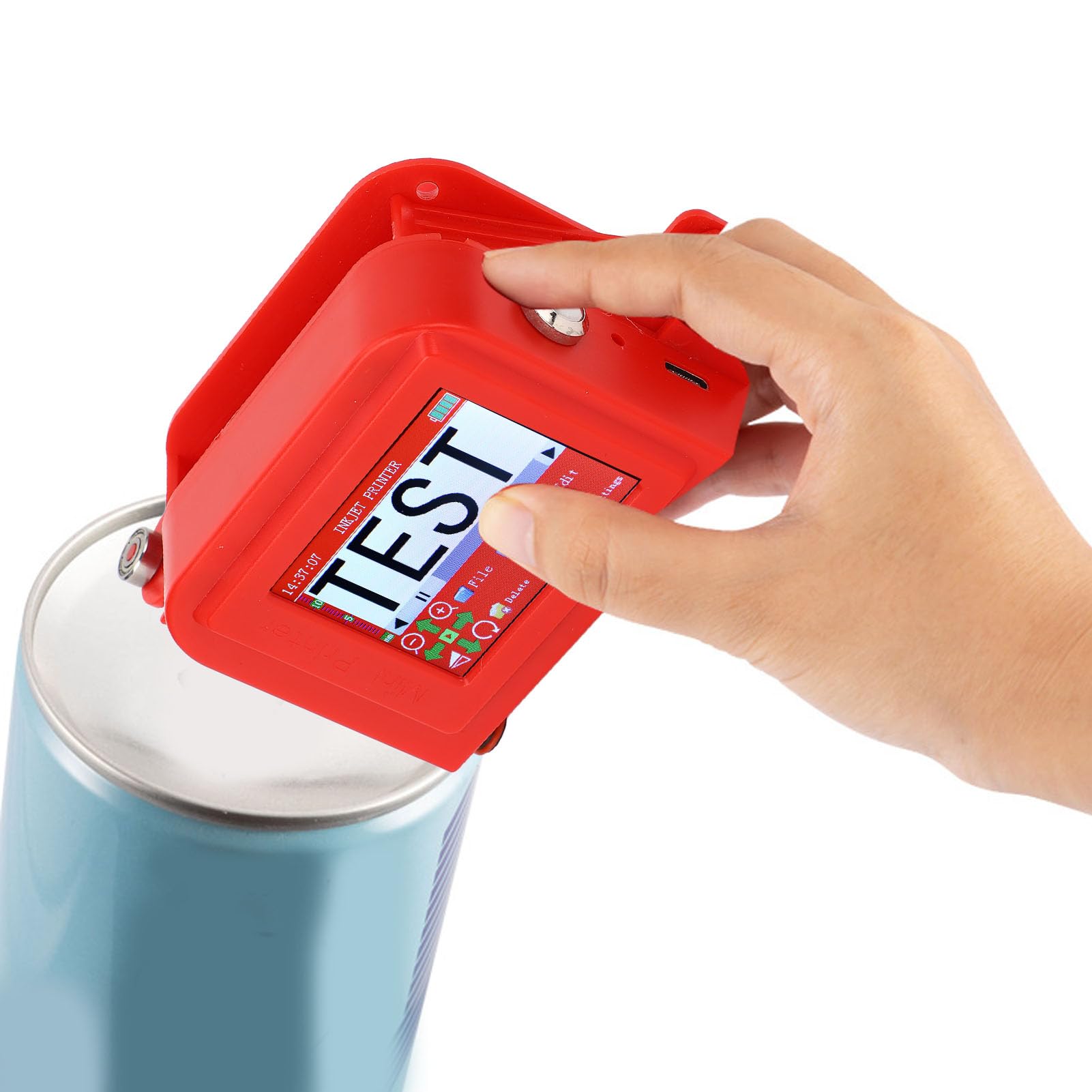 ViaGasaFamido Handheld-Tintenstrahldrucker mit 2,8-Zoll-Touchscreen 12,7 Mm für Stoff, Holz, Karton, Kunststoff, Industrieverpackung, Datum, Barcode, QR-Code-Markierung