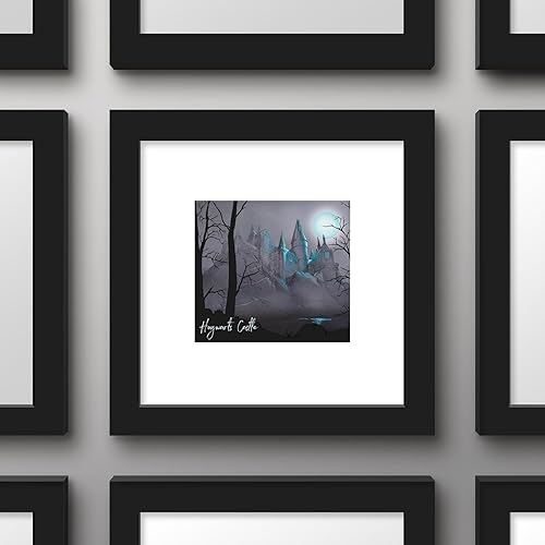 Miniatura 2 de Trends International Gallery Pops Harry Potter - Arte de pared Glimmer Hogwarts Castle Moonlight, versión enmarcada negra, 12 x 12 pulgadas
