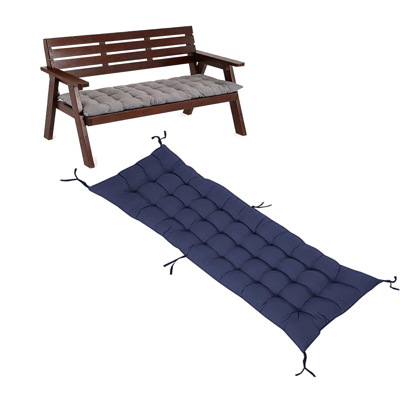 Pongpai Garden Bench Cushion for Indoor Outdoor Furniture, Soft Thick Seat Pad for Bay Window/Sofa/Loveseat, Non-slip, Easy Clean (Dark blue,48x170cm)