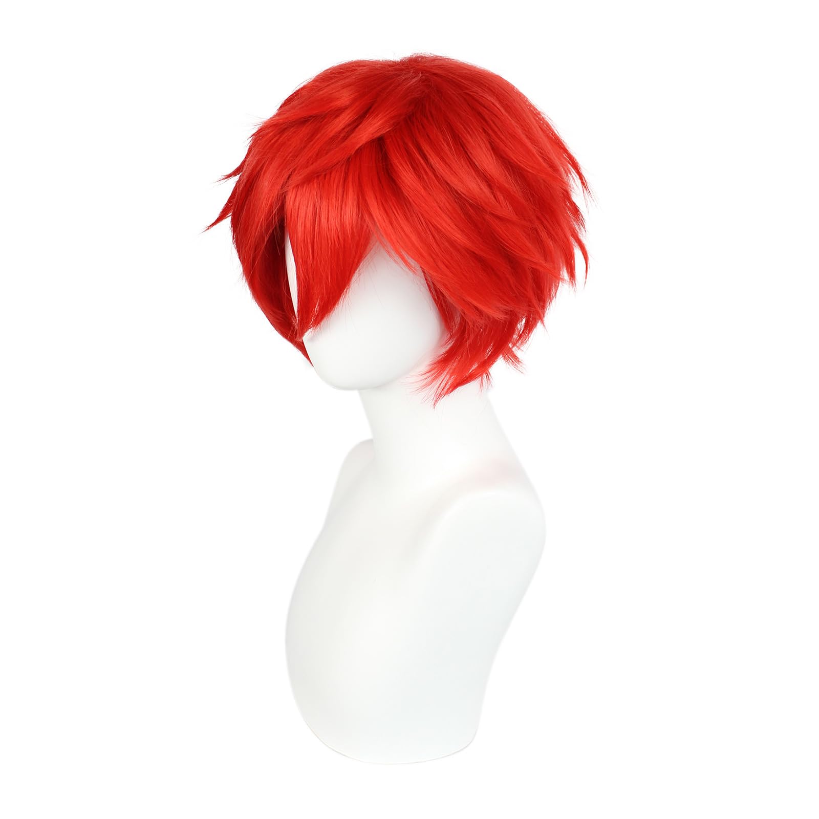 BEKIDER+1 Hair Cap Short Red Wig for Men Red Wavy Wig with Bangs for Halloween Christmas Event Costume Party - Image 3