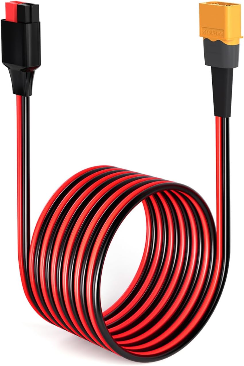 ELFCULB XT60 to Anderson Adapter, 12AWG XT60 Male to Anderson Connector Cable for Portable Power Station UAV RC Battery (20FT)