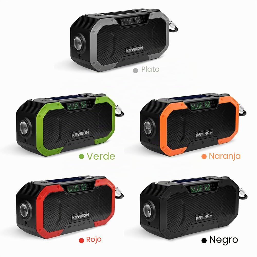 Kavolet Radio solar, portátil, radio Dynamo con AM/FM, 5000 mAh, cargador de batería externa, linterna LED, alarma de emergencia al aire libre, camping y supervivencia