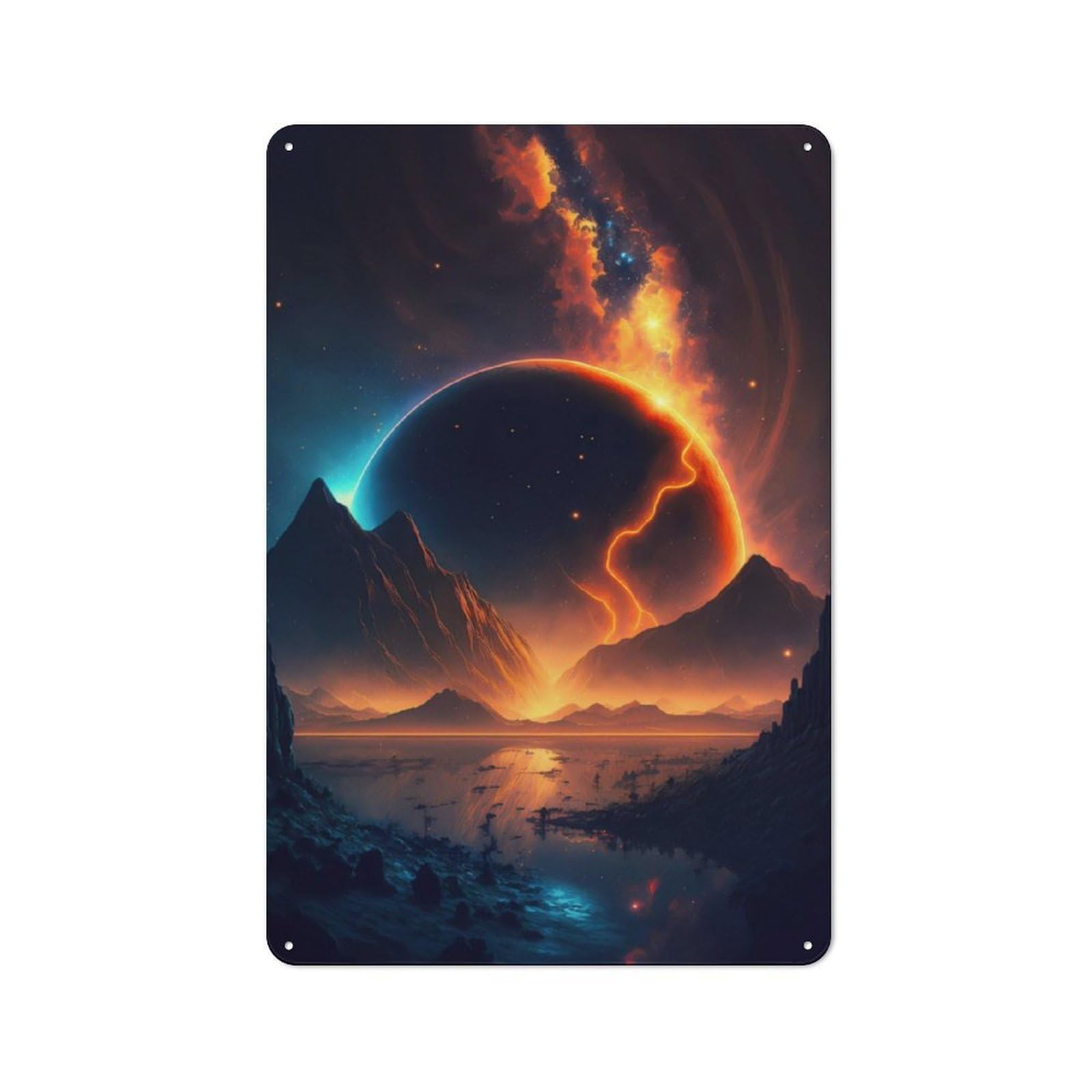 Junmoney Fantasy Sunset Landscape Metal Wall Sign 30X20cm Featuring For Bar Or Restaurant, For Bar Decor Enthusiasts
