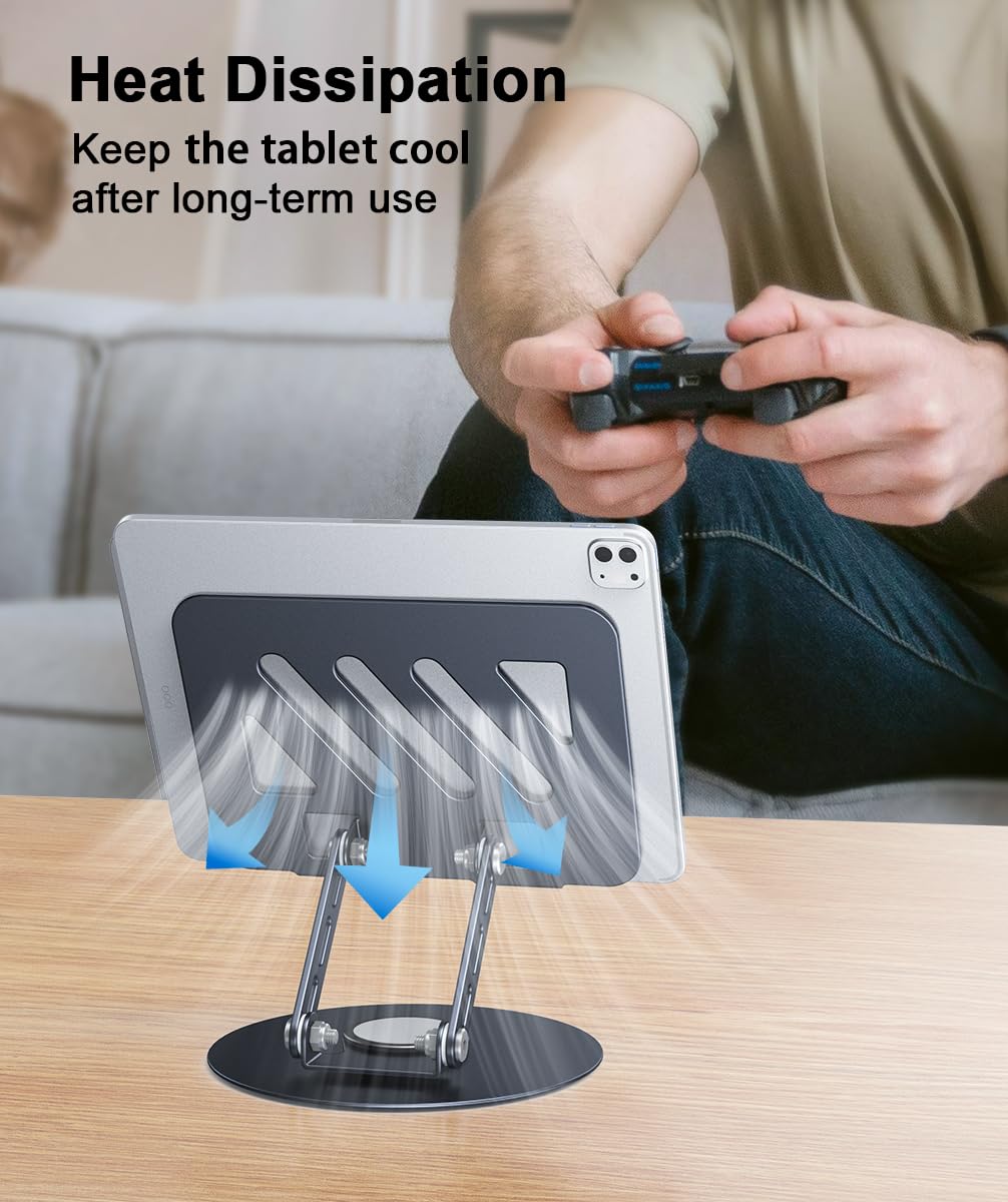 Tablet-Ständer für iPad-Halter, verstellbar, um 360° drehbar, Tablet-Halterung für Schreibtisch, Bürozubehör und iPad Pro 12,9/11, Air 10,9, Samsung Tab S9, Mini, Kindle, Switch 4,7-13 Zoll