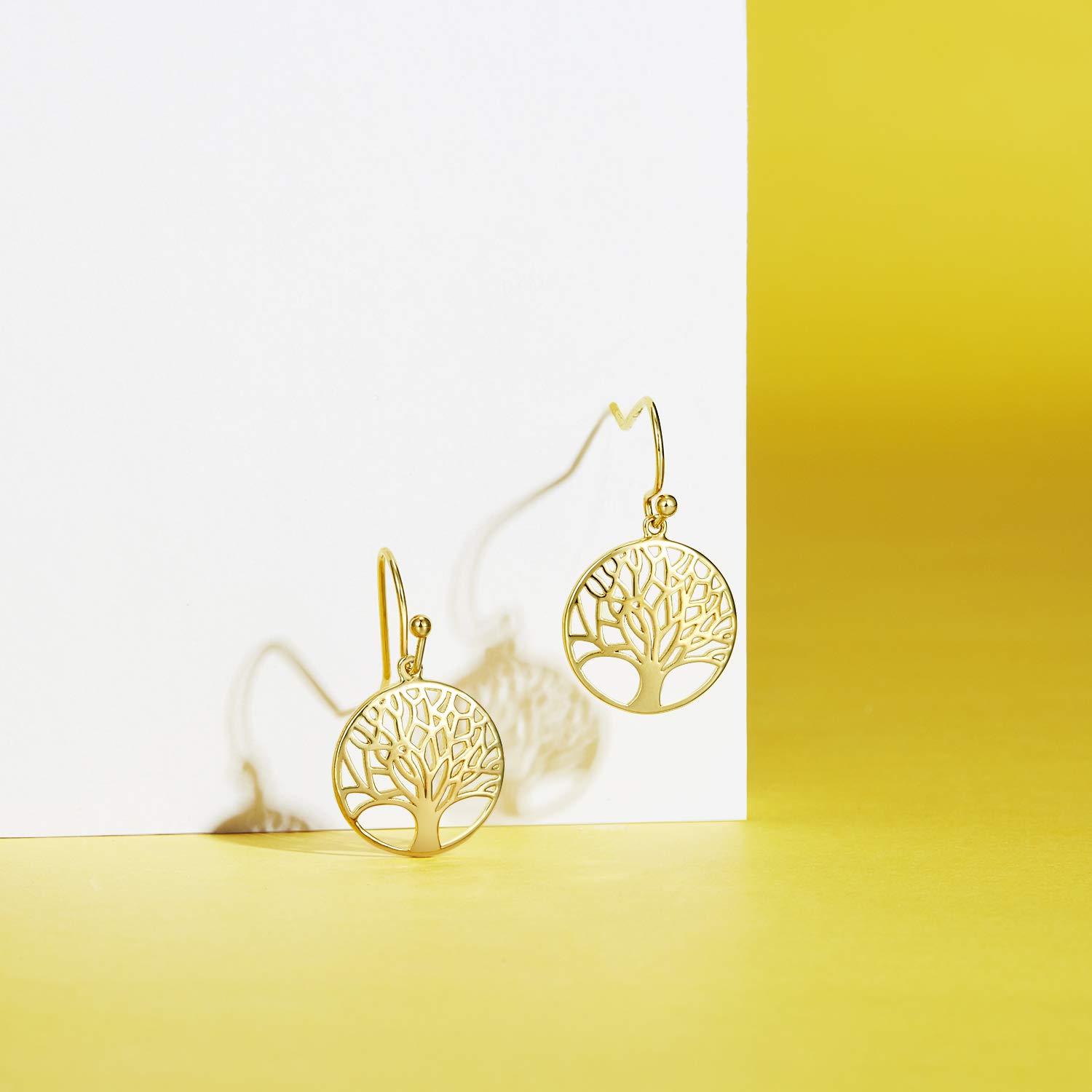 Baum des Lebens Ohrringe für Damen Mädchen Kinder Hänged Ohrhänger 925 Sterling Silber - Durchmesser: 15 mm