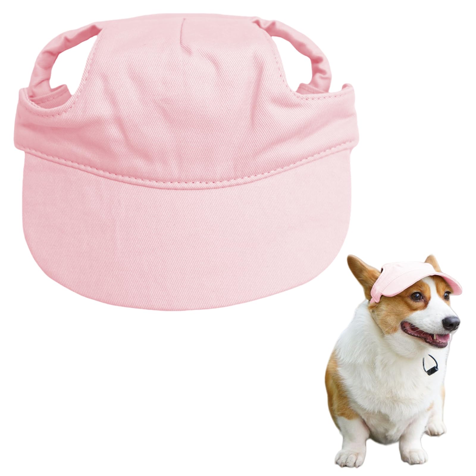 Cappello da baseball per cani, cappello estivo da spiaggia per cani e gatti, con fori per le orecchie, visiera regolabile per cani di taglia piccola, media e grande (rosa, S)