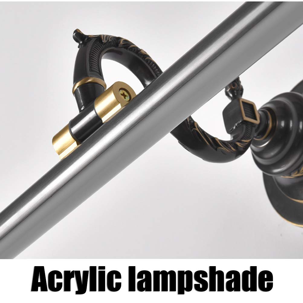 ACMHNC LED Bad Spiegelleuchte Vintage,H65 Messing Spiegellampe Badezimmer Retro Schminktisch Make Up Licht Antik Badlampe Wandleuchte,Schminklicht Für Spiegel Kosmetikspiegel,Schwarz,58CM/12W