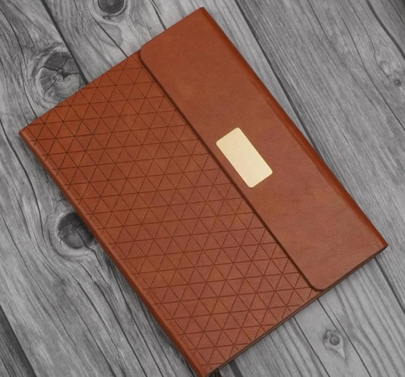 Pyramid 3 Fold Stylish & Durable Hardcover Notebook with Magnetic Flap Closure | Diary For Men & Women | Office Diary Notebook | Personal Diary | Journal Notebook | Executive Notebook (Brown)