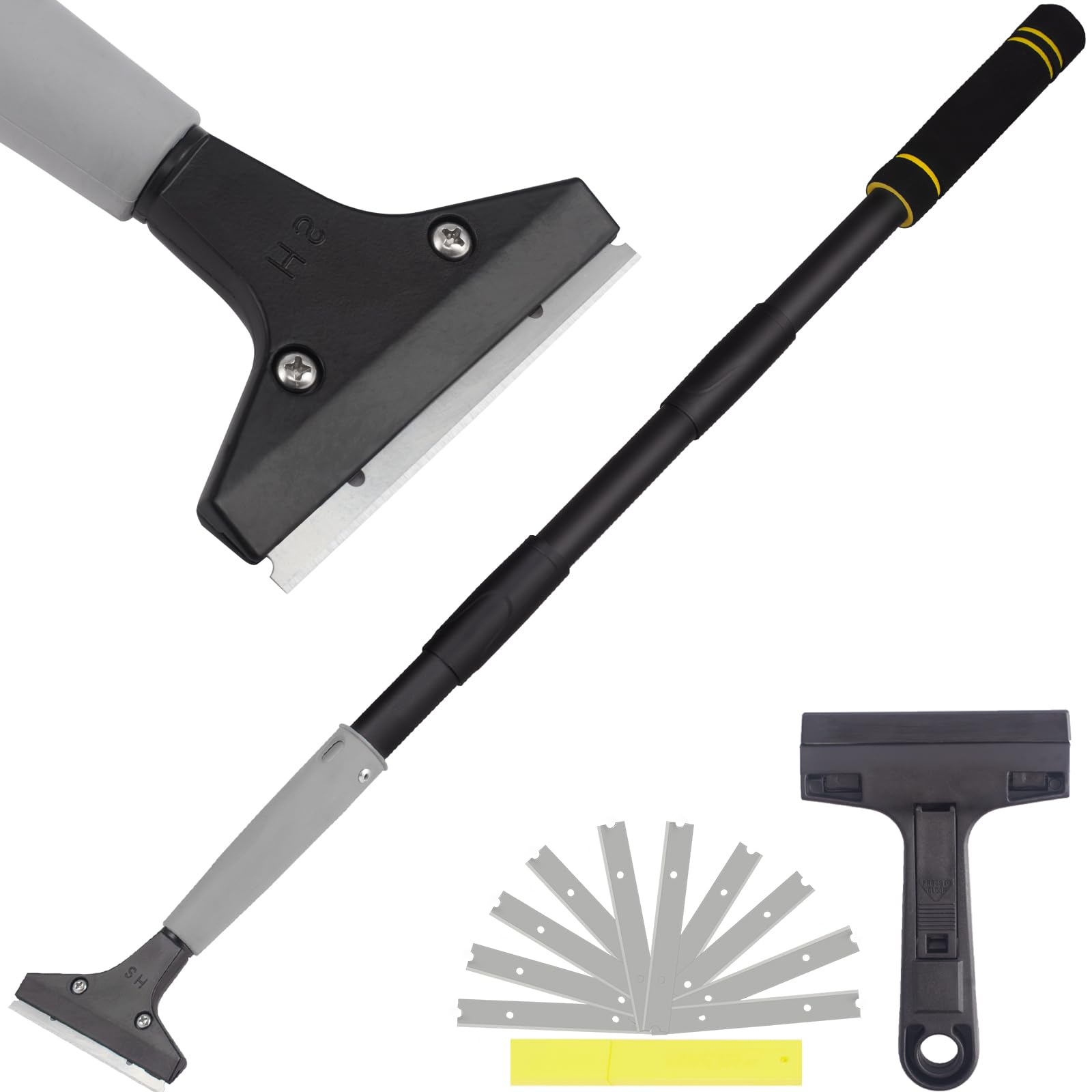 Floor Scraper Long Handle, 31" to 46" Gum Scraper Tool for Floor Cleaning Tile Wall Gum Paint with 4 inch Scraper Blade Long Handle Sturdy and Durable (31“-46”)