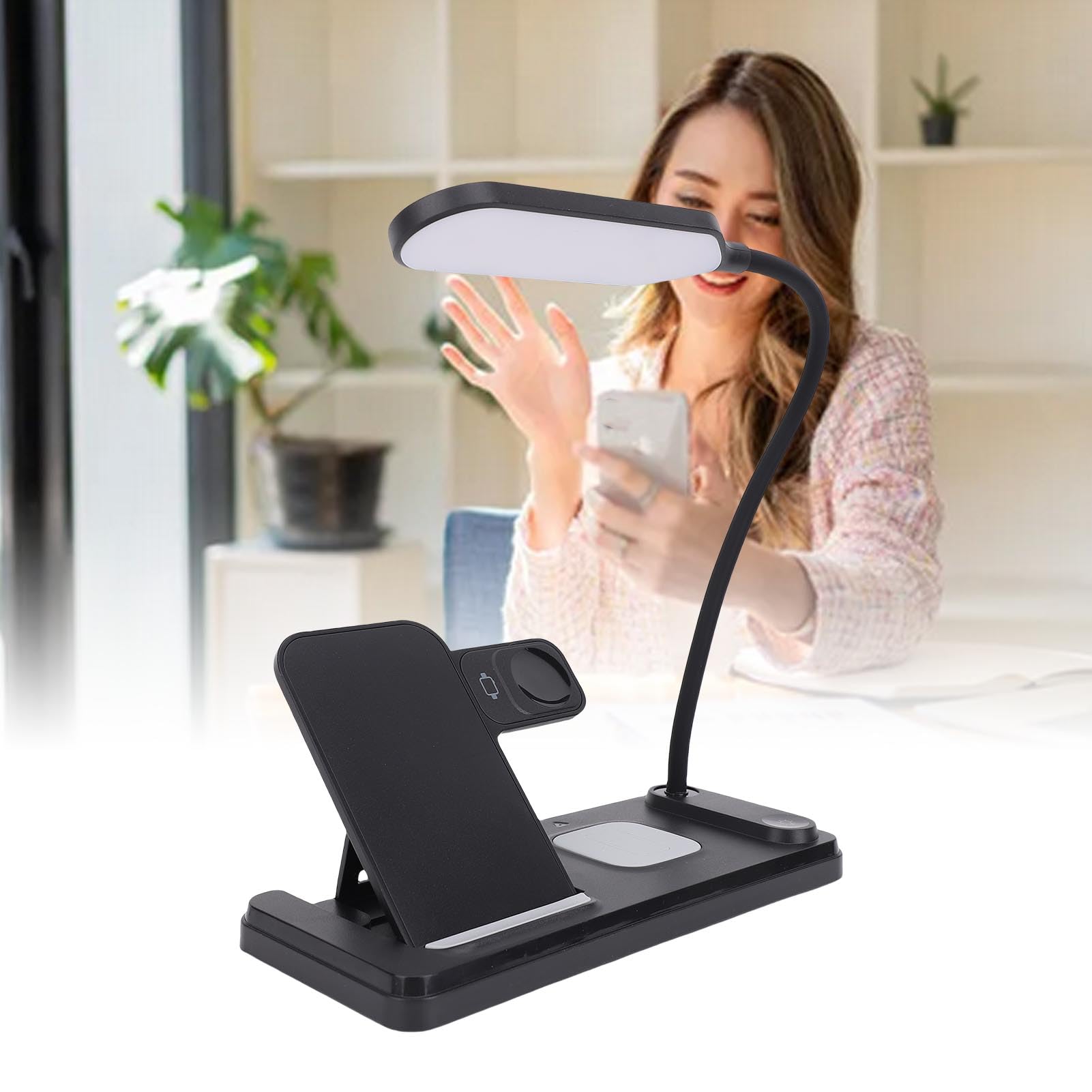 Fockety 3 en 1 Chargeur sans Fil, Station de Charge sans Fil Rapide 15W pour Appareils Multiples avec Lumière pour Téléphone, Montre et écouteurs, Support de Chargeur sans Fil