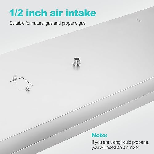 Miniatura 6 de Kit de sartén rectangular para hoguera de 48 x 14 pulgadas, kit de sartén para hogueras con quemador en forma de H, kit de encendido por chispa y