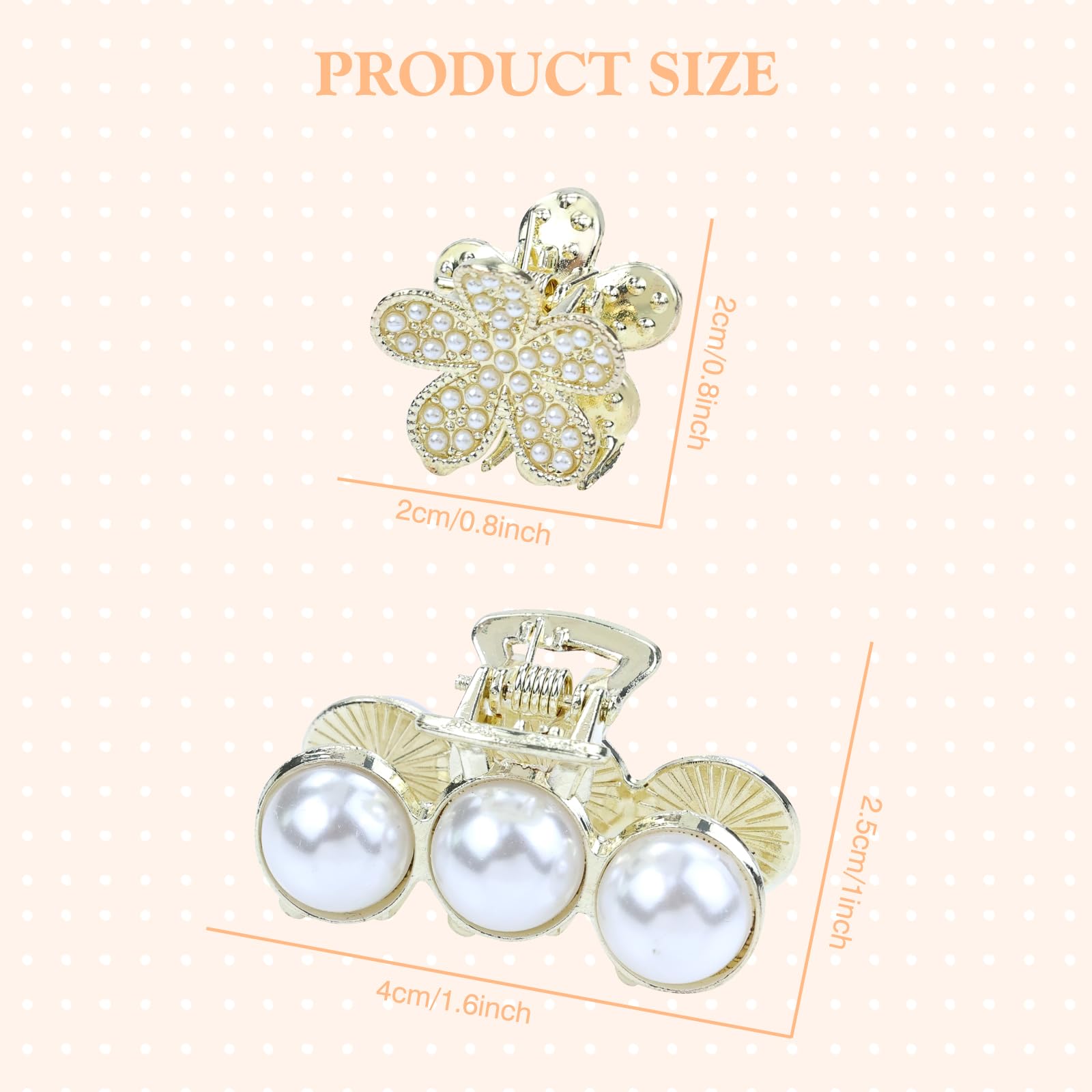Dizila 20 Pieces/10 Pairs Gold Metal Pearl Rectangle Star Leaf Bow Flower Small Mini Hair Claws Clips Hair Clamps Barrettes Accessories for Women Girls Teens Kids - Image 2