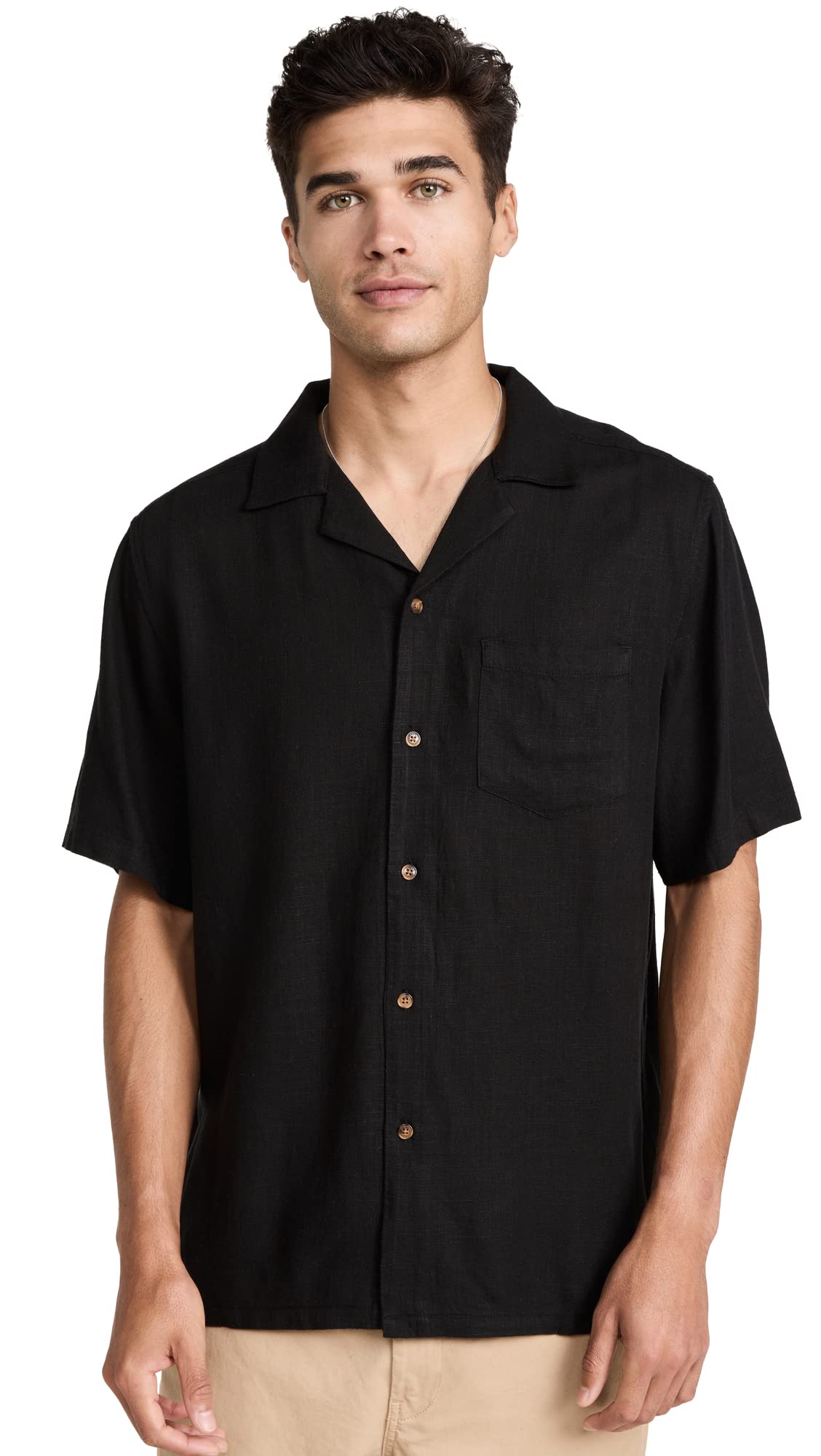 Banks Journal Brighton Short Sleeve Woven Shirt for Men, Relaxed Fit Men’s Casual Button Up with Chest Pocket