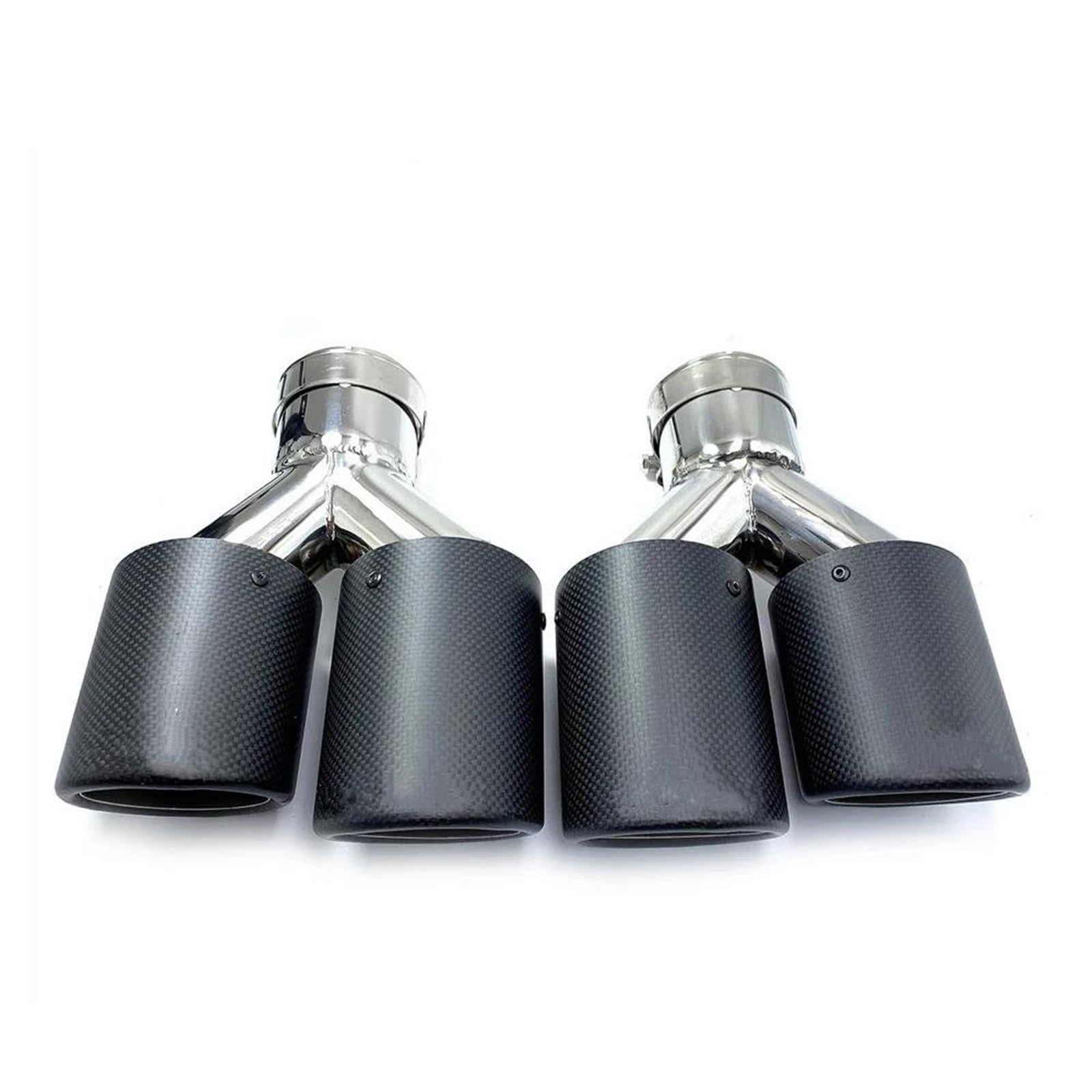 Tubo de escape coche universal con silenciador doble de 70mm a 89mm para modificación estética 8