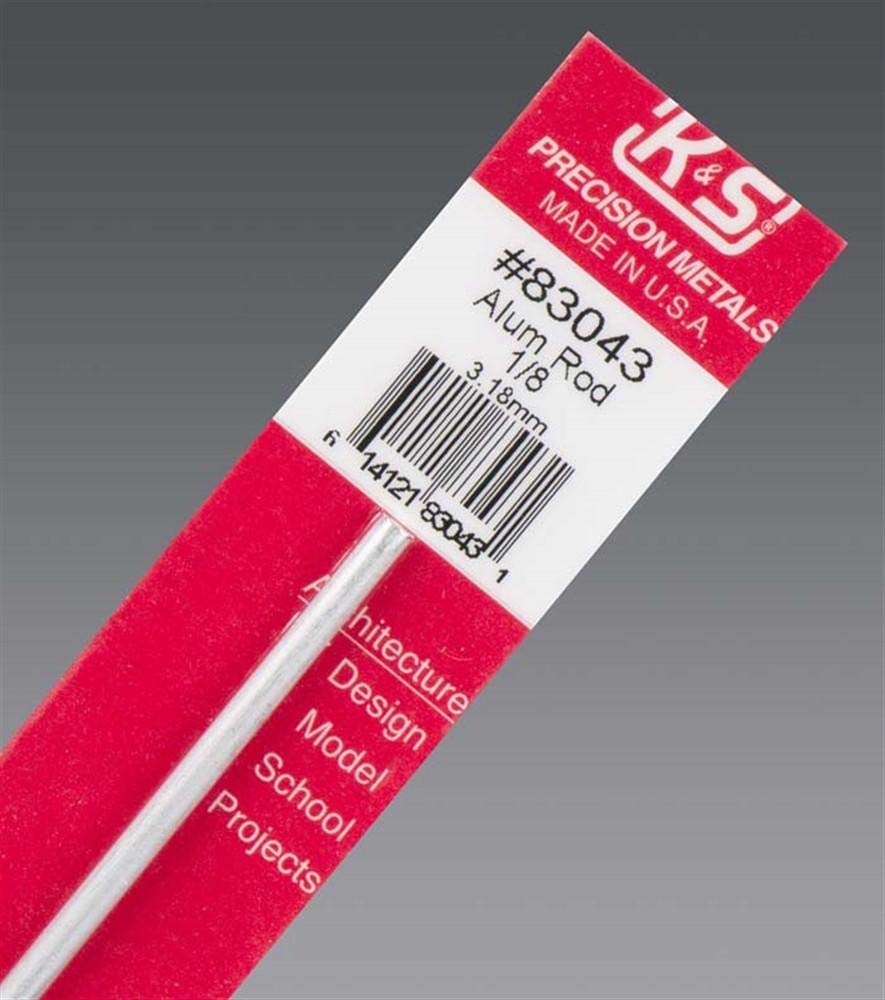 K&S K & S 83043 Round Aluminum Rod, 1/8" OD x 12" Long, 1 Piece, Made in The USA