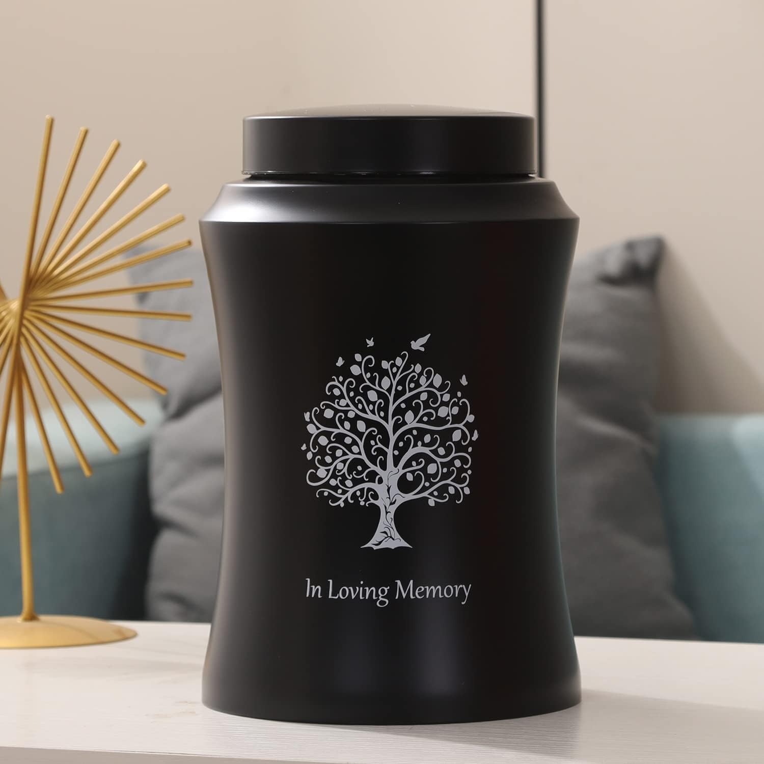 Tree of Life Urns for Human Ashes - Cremation Urns Adult for Funeral, Burial or Home - Decorative Urn for Ashes Male Female (220 Cubic inches, Black(Tree))