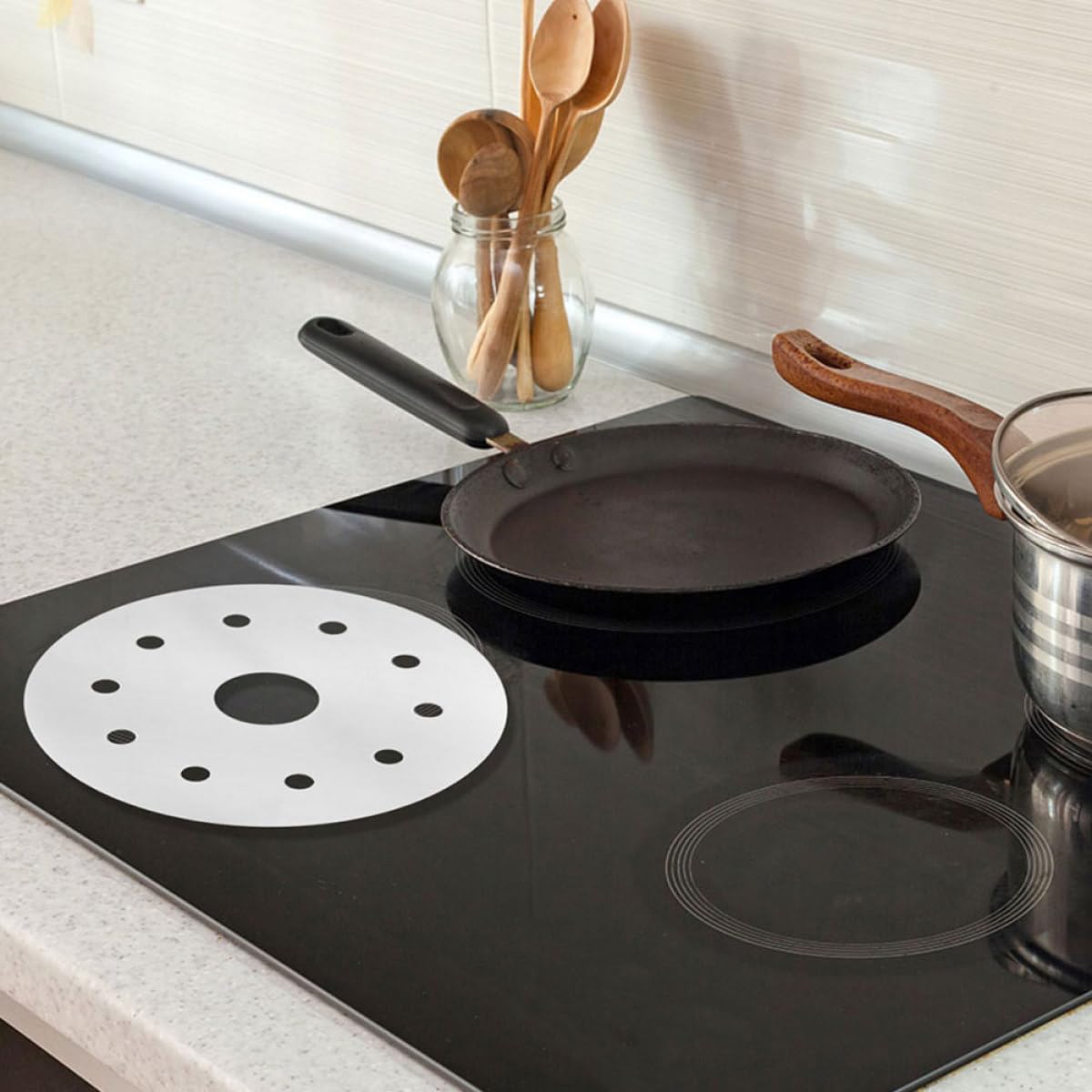 Piastra Diffusore Calore 2 Pezzi Acciaio Adattatore Induzione per Pentole in Terracotta e Stufati per Uso su Piano Gas e Induzione
