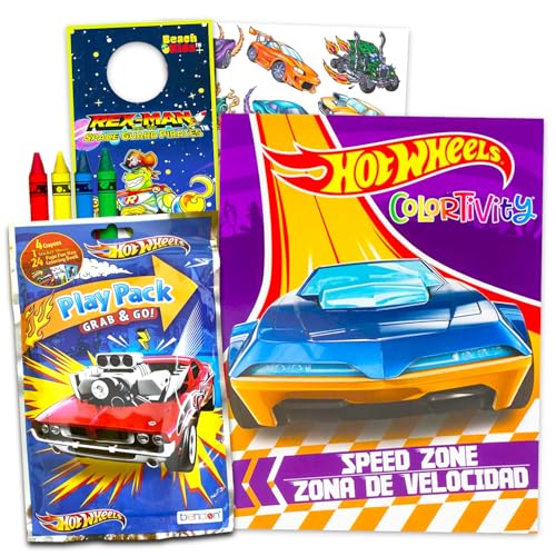 Hot Wheels Libri da colorare Bulk per bambini - Hot Wheels Coloring Art Set Bundle include 2 libri da colorare con attività, tatuaggi e giochi con Hot Wheels, altro | Hot Wheels Activity Set Bulk