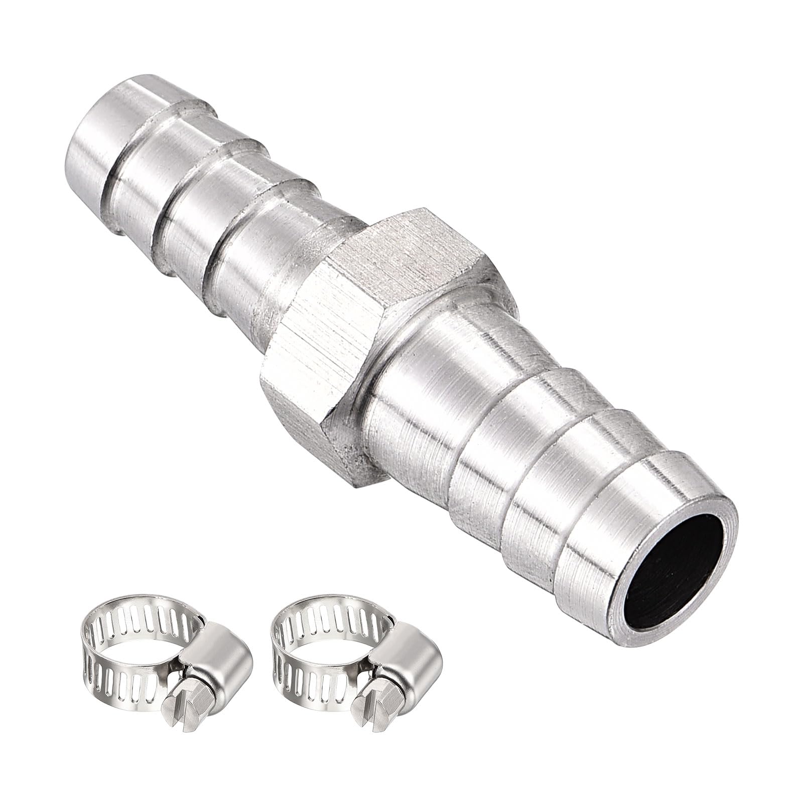 Paquete de 1 manguera de acero inoxidable 304 accesorios de manguera de 1 pulgada a accesorios de 1/2 pulgada con 2 abrazaderas de manguera para máquinas domésticas, bañeras de masaje y