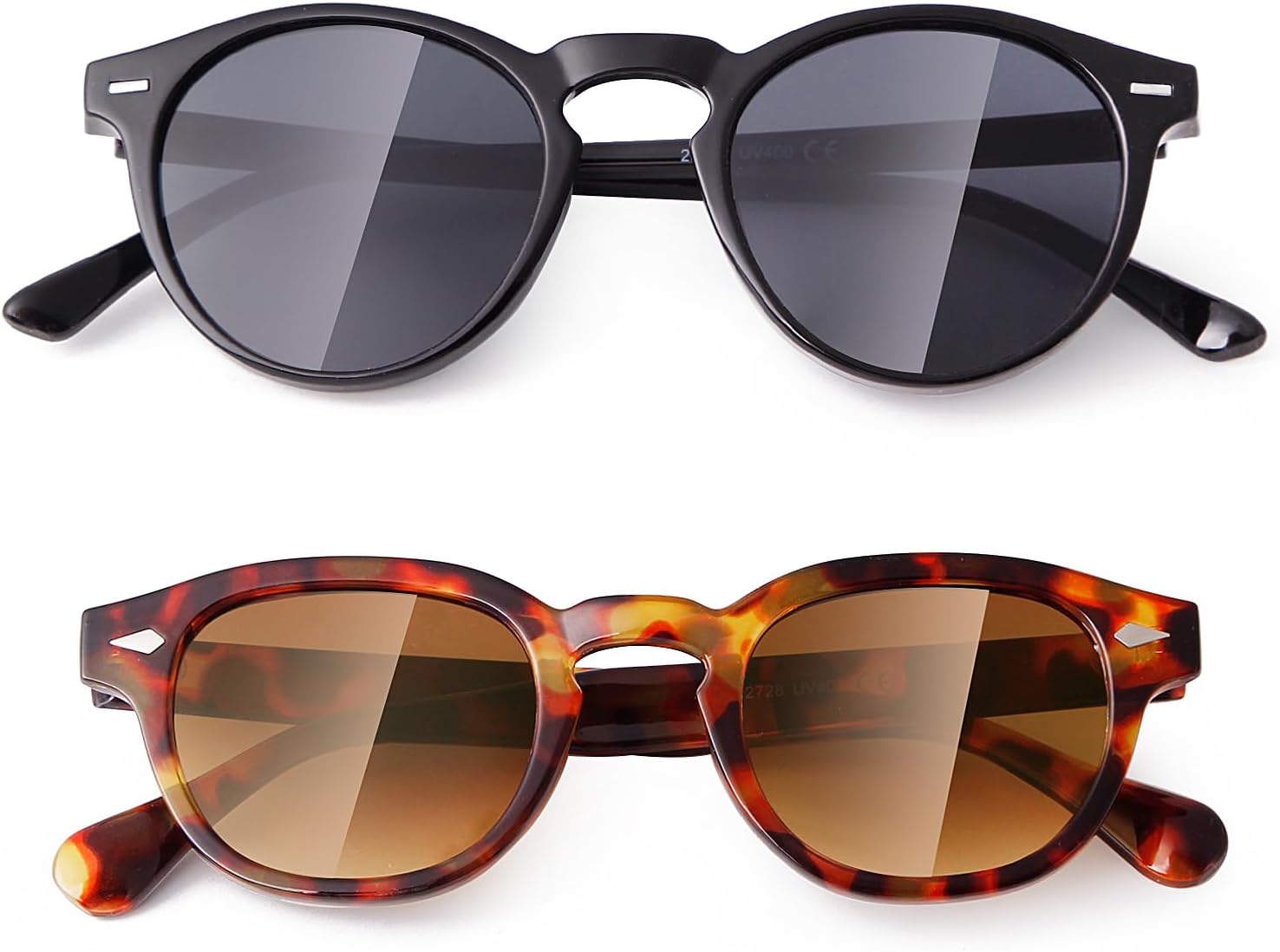 VIA LEECA Retro Round Sunglasses for Women Men Small Circle Tinted 46mm UV400 Protection Lens Shades Style