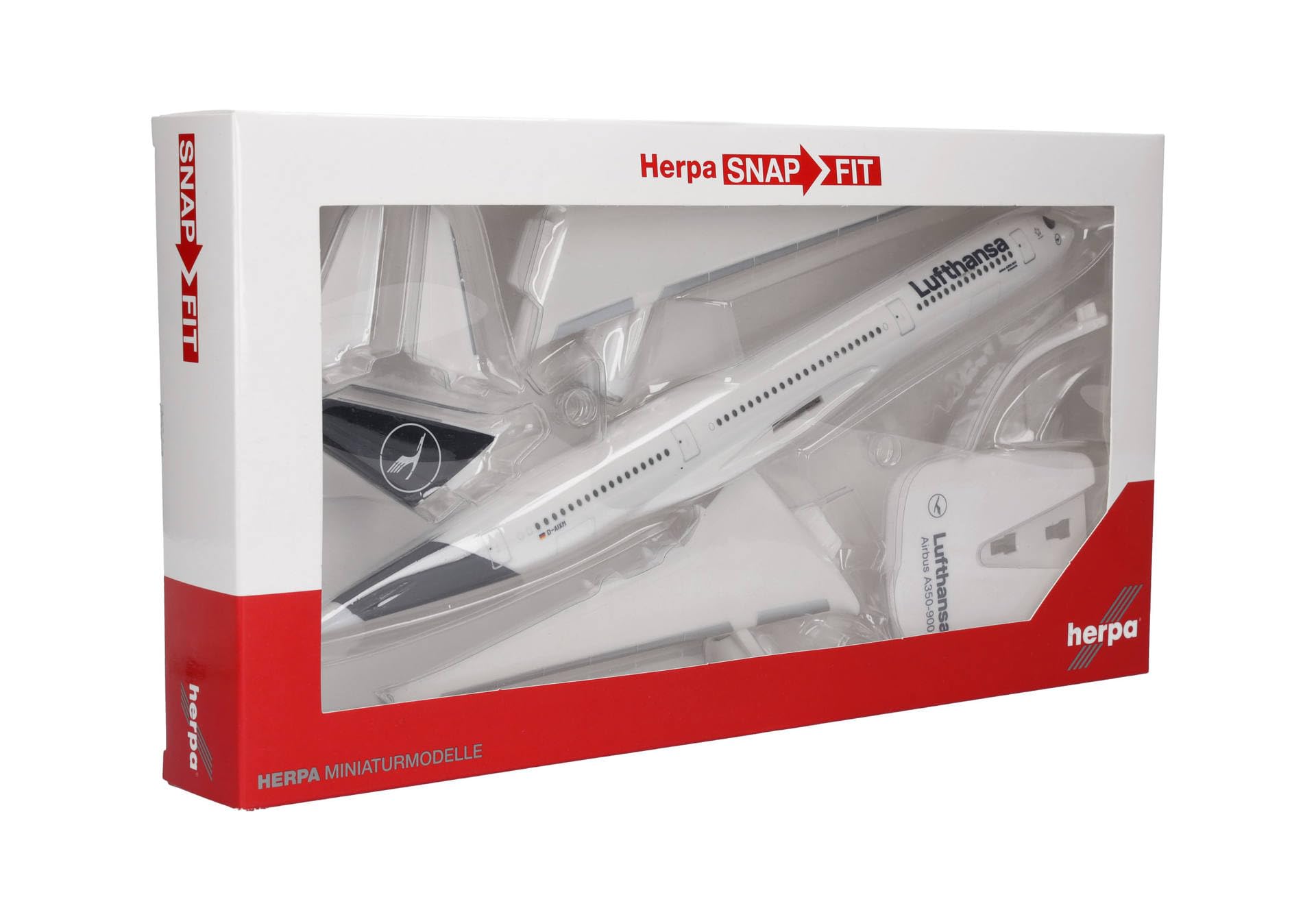 herpa 612258 – Airbus A350-900, Lufthansa Passagierflugzeug, Wings, Modell Flugzeug mit Standfuß, Flieger, Modellbau, Miniaturmodelle, Sammlerstück, Kunststoff - Maßstab 1:200