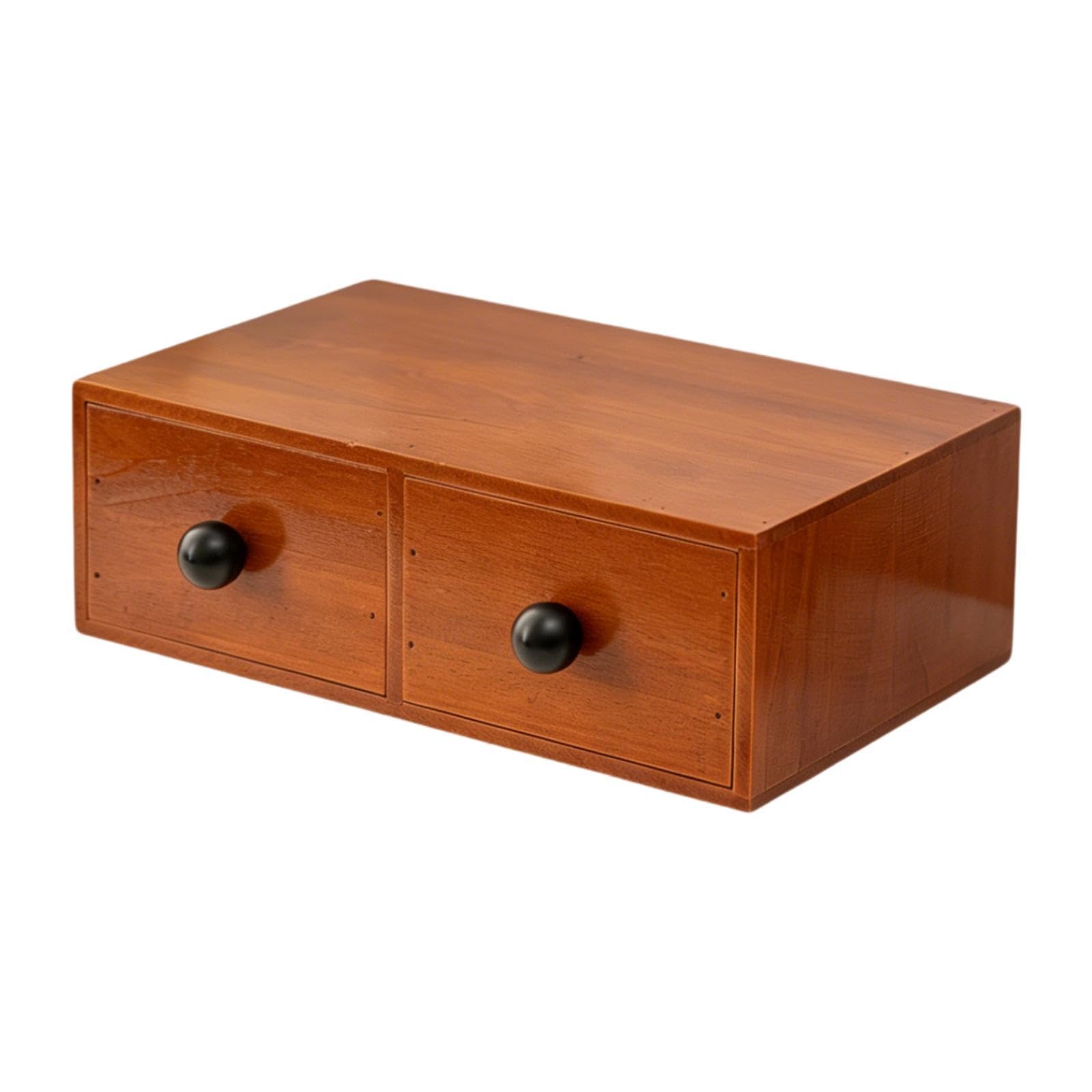 Organizzatore Da Scrivania con Cassetti, Scatola Portaoggetti in Legno per Ufficio, Decorazione O Regalo, 2 Cassetti