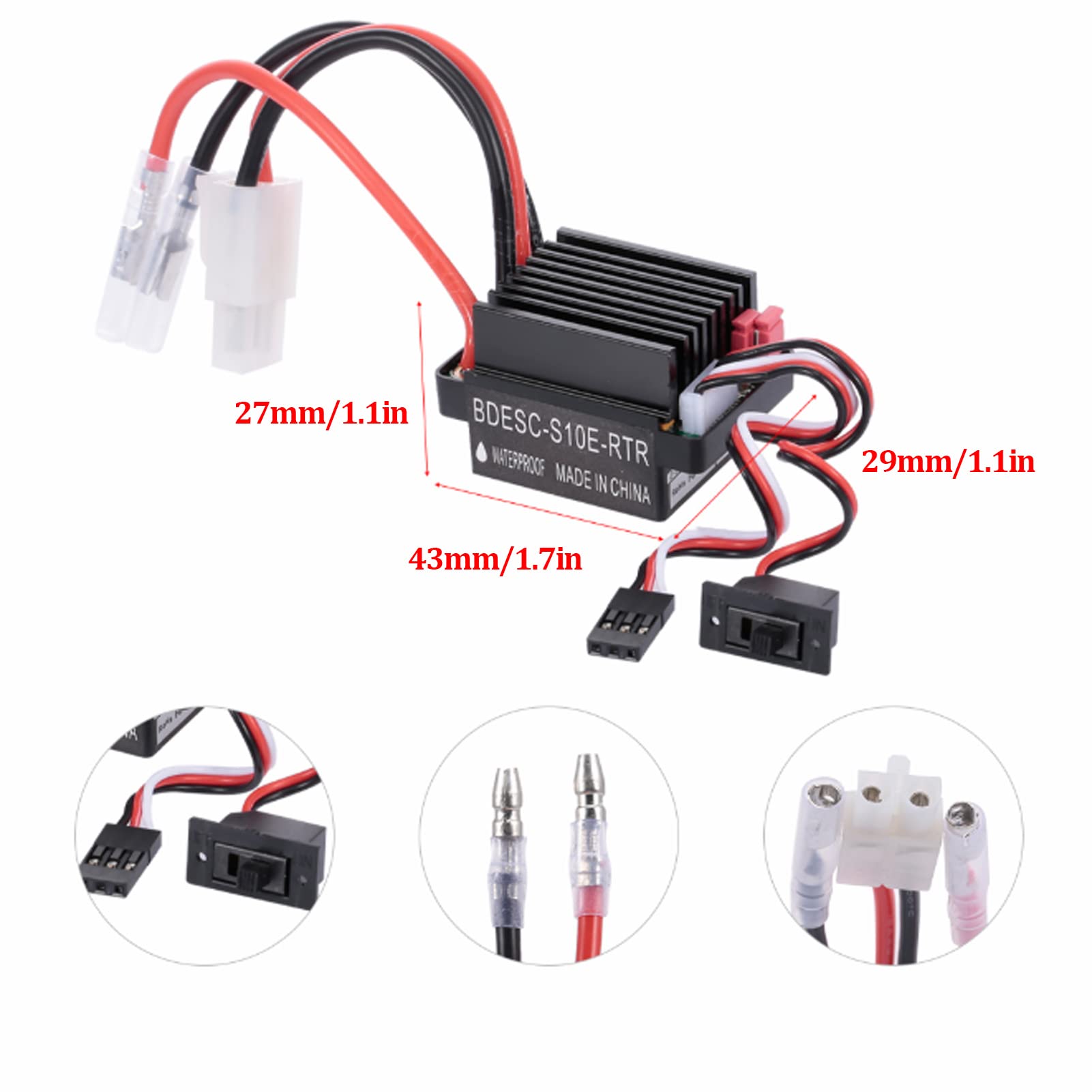 Gebürsteter Motor, 550 RC -Auto gebürsteter Motor mit Wasserdichtem 320A Two Way Brushed ESC für RC Rock Crawler Car(21T)