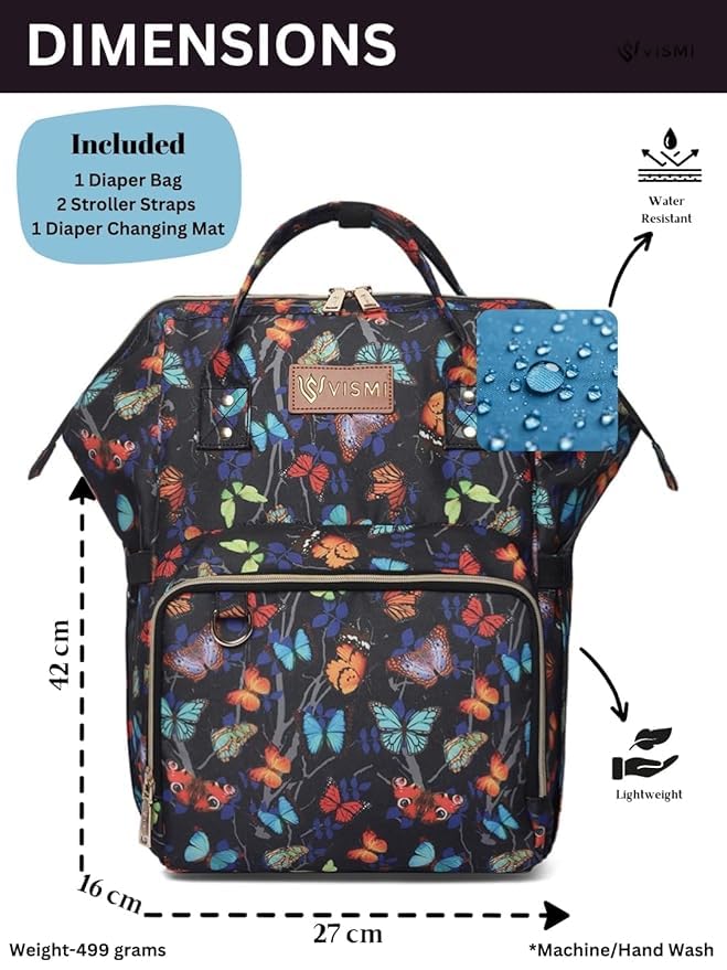 Image of VISMIINTREND Diaper Bag Combo for Mothers for Travel - Includes Mini and Large Diaper Backpack, Solid Premium Febric, Diaper Baby Bag, Maternity Hospital Handbag, Multipocket Stylish Nappy Bag for Mom