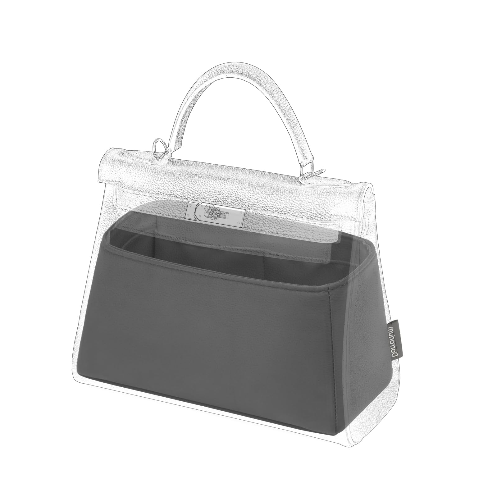 Silk Purse Organizer Insert Fits Hermes Kelly, Luxury Satin Bag Shaper with Divider, Silky Smooth Non-Slip Handbag Organizer for Designer Bags