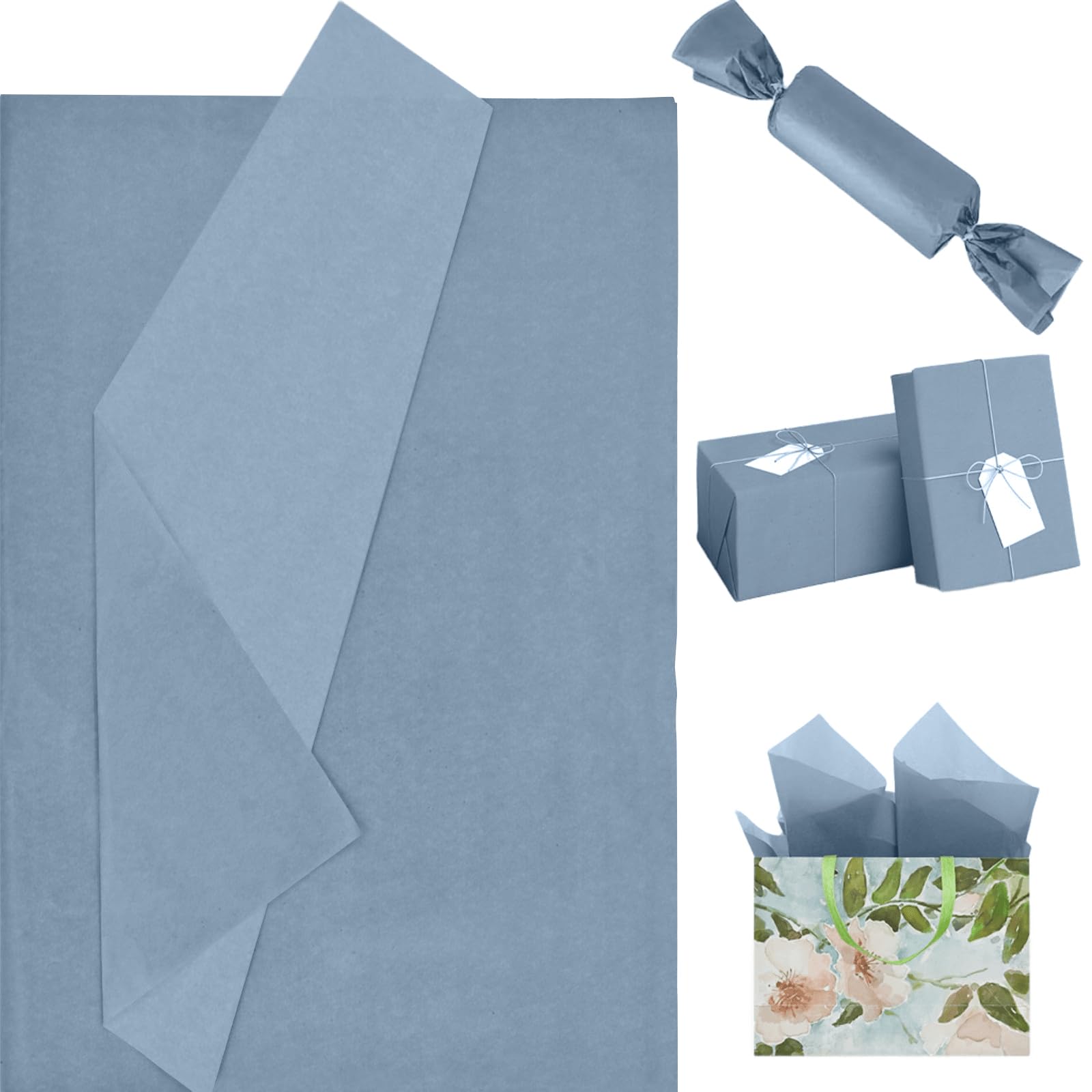 View 1 of 120 Sheets Dusty Blue Tissue Paper for Gift Bags, 20 X 14 Inch